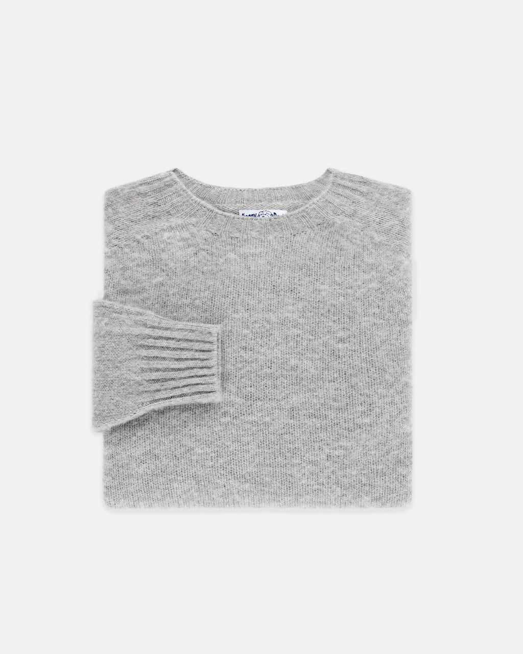 Made-in-Scotland Light Grey Shaggy Dog Sweater  - Trim Fit