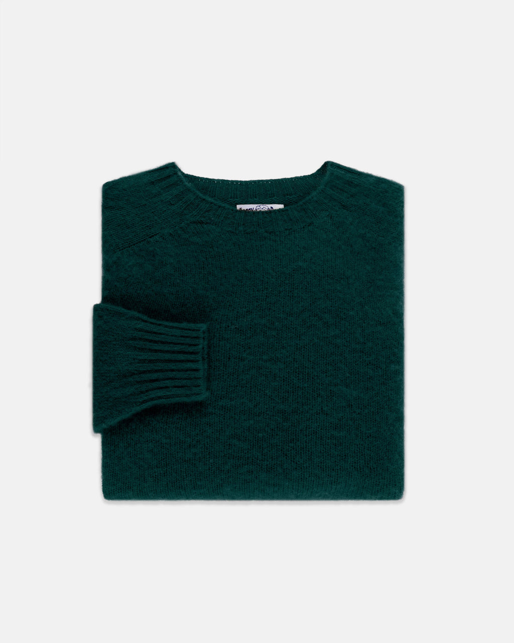 Made-in-Scotland Forest Green Shaggy Dog Sweater  - Trim Fit