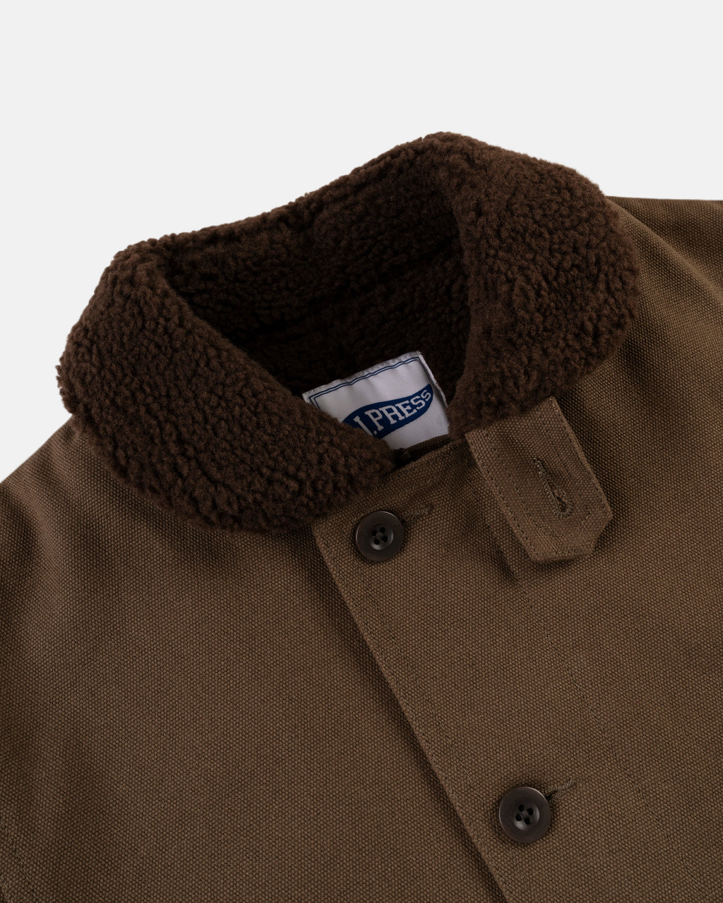 Olive Fleece-lined Canvas Deck Jacket