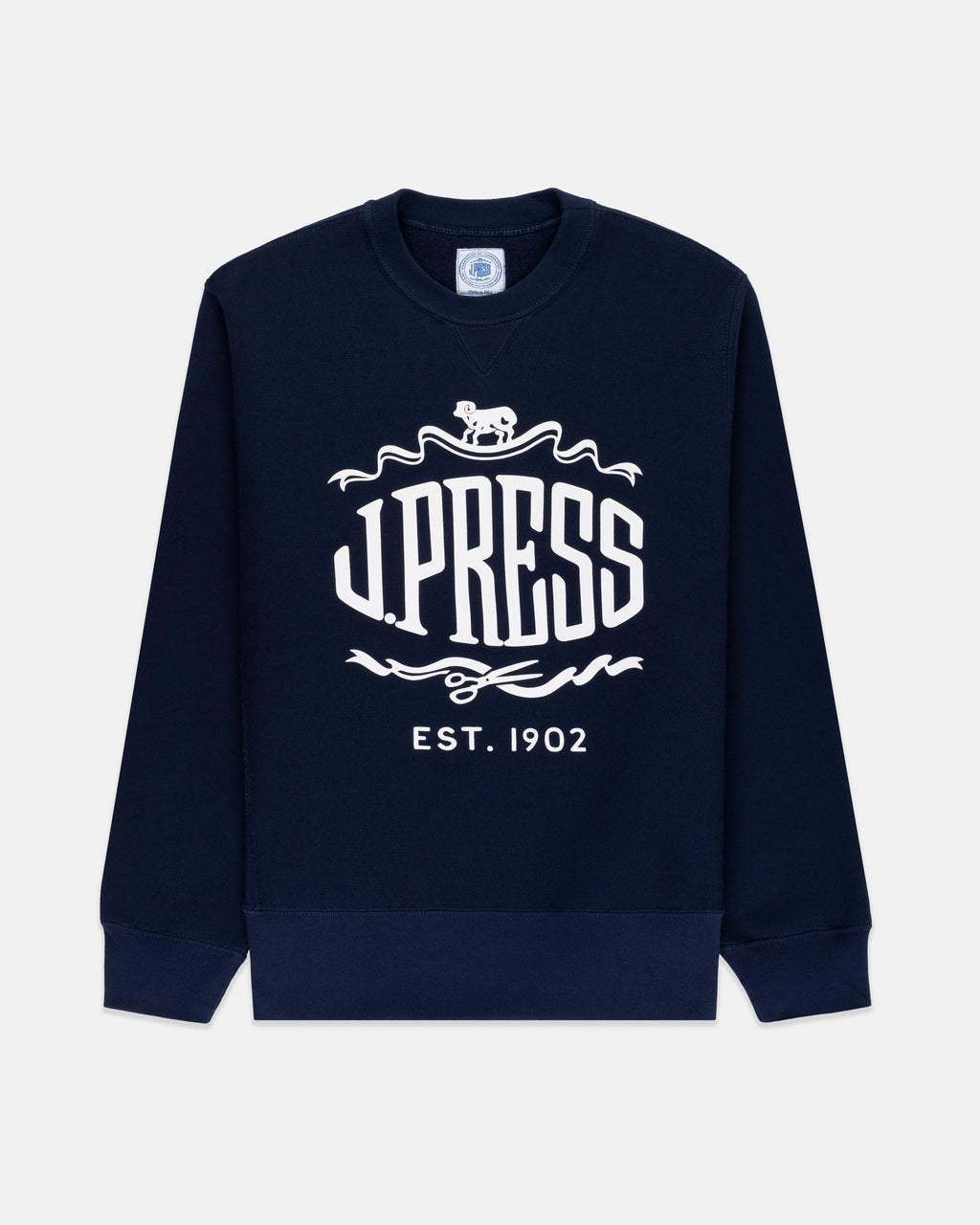 Made-in-USA Navy J. Press "Sheep and Shears" Logo Sweatshirt