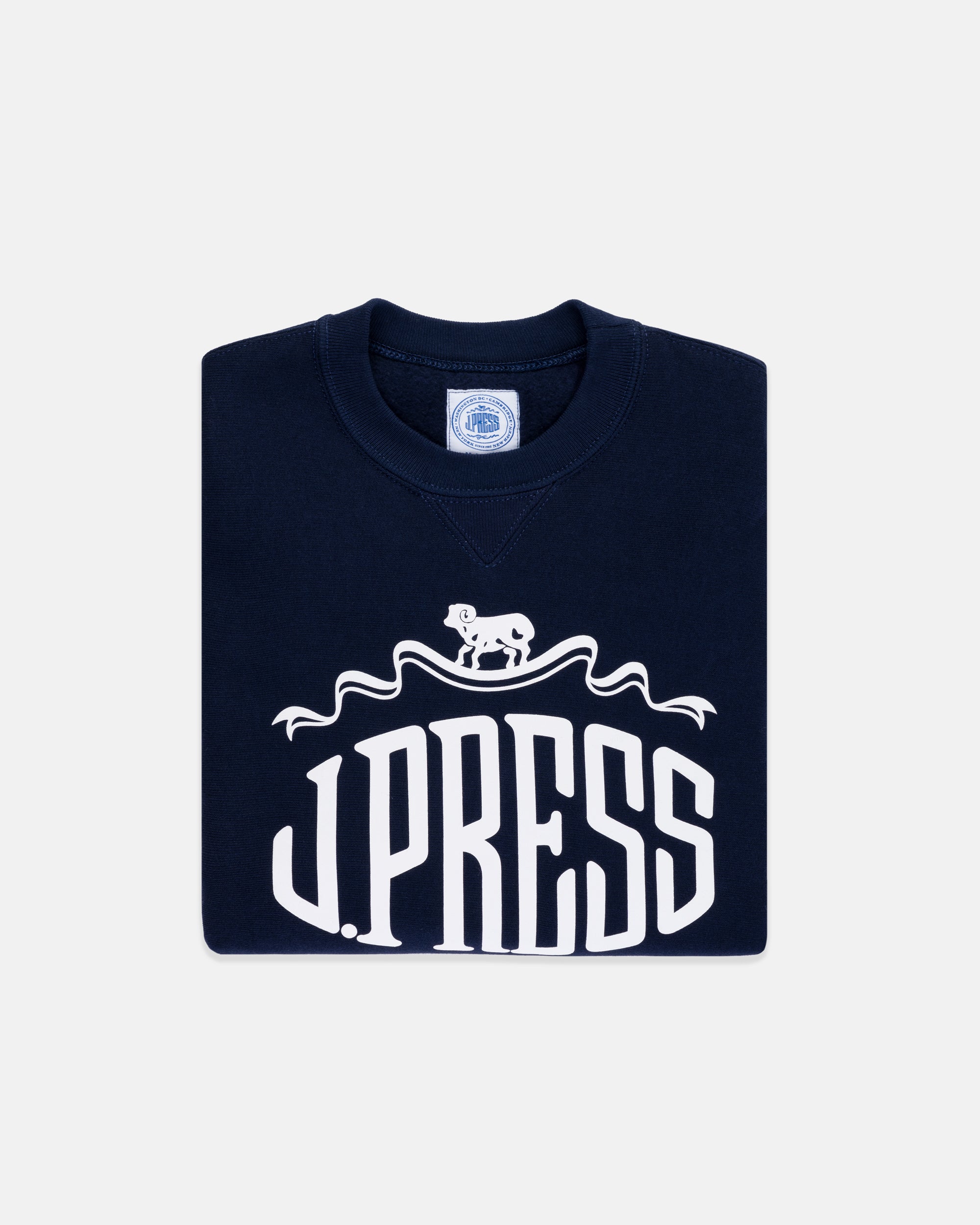 Made-in-USA Navy J. Press "Sheep and Shears" Logo Sweatshirt