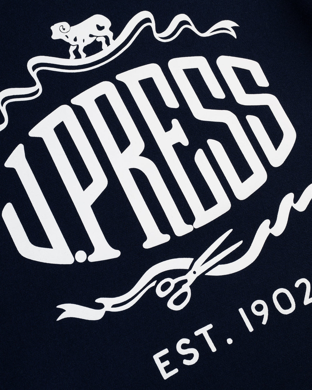 Made-in-USA Navy J. Press "Sheep and Shears" Logo Sweatshirt
