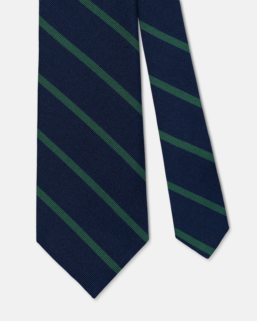 Made-in-USA Navy & Kelly Green Bar Stripe Repp Tie