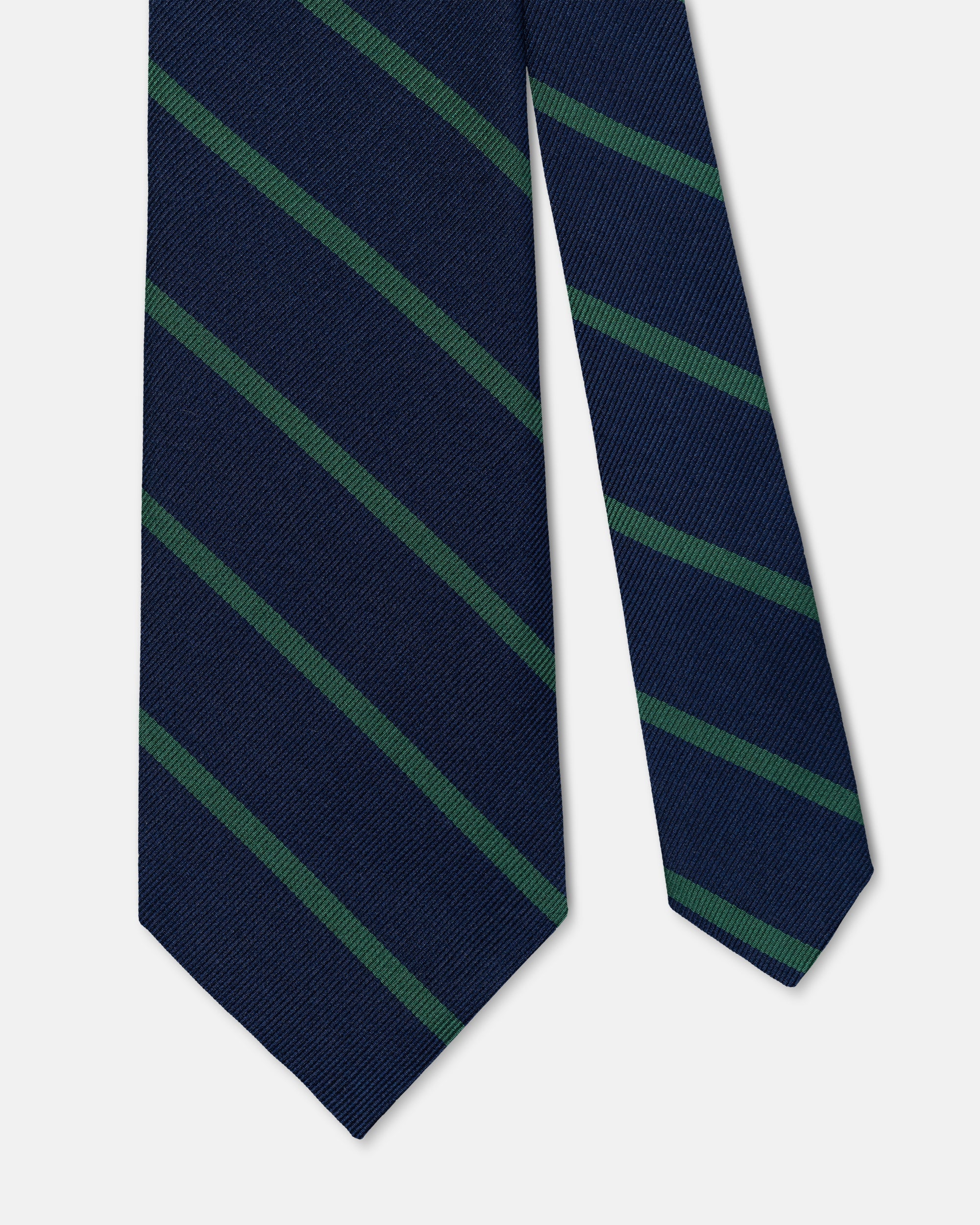 Made-in-USA Navy & Kelly Green Bar Stripe Repp Tie
