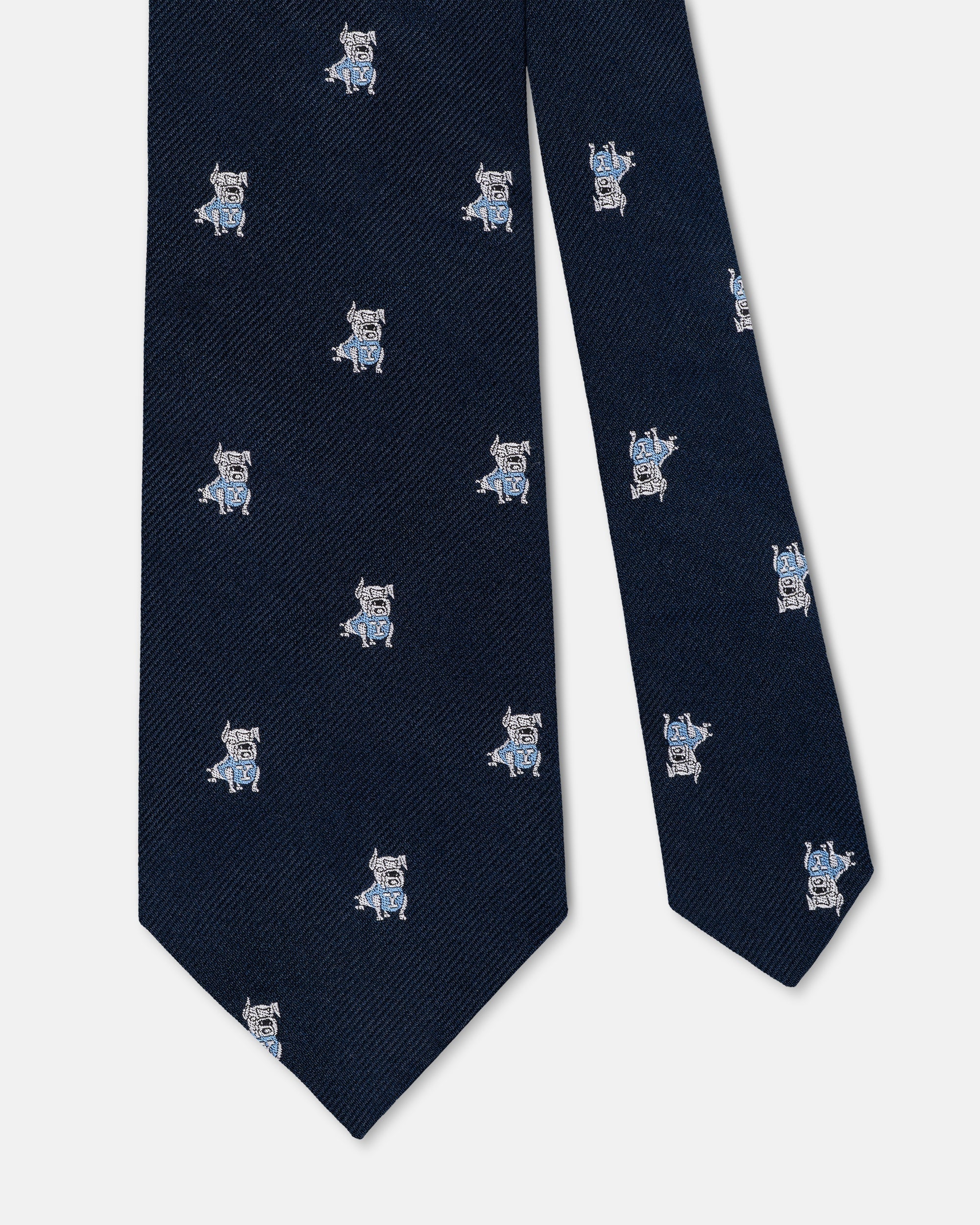 Made-in-England Navy with Silver Bulldogs Club Tie