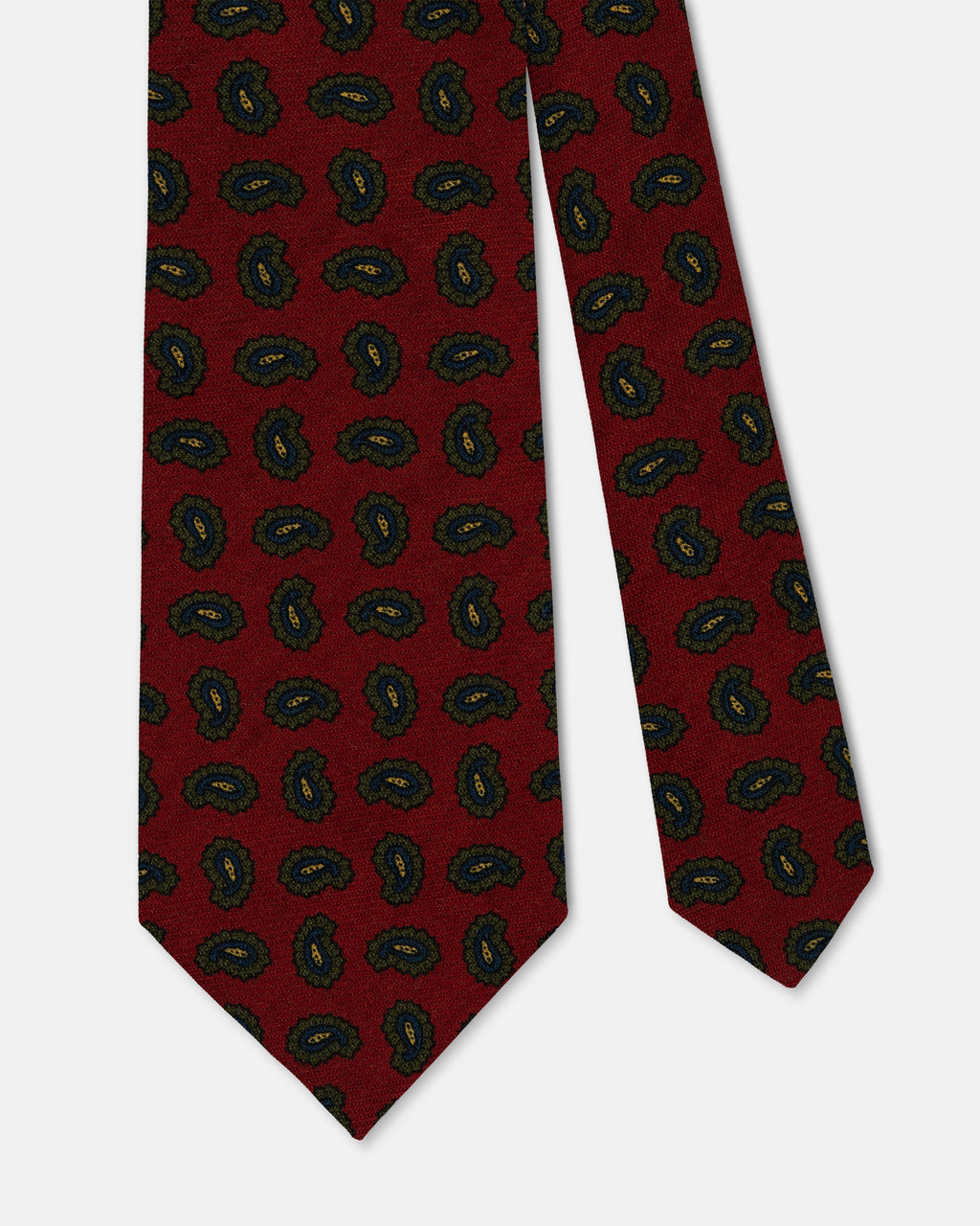 Made-in-USA Dark Red Pine Wool Challis Tie