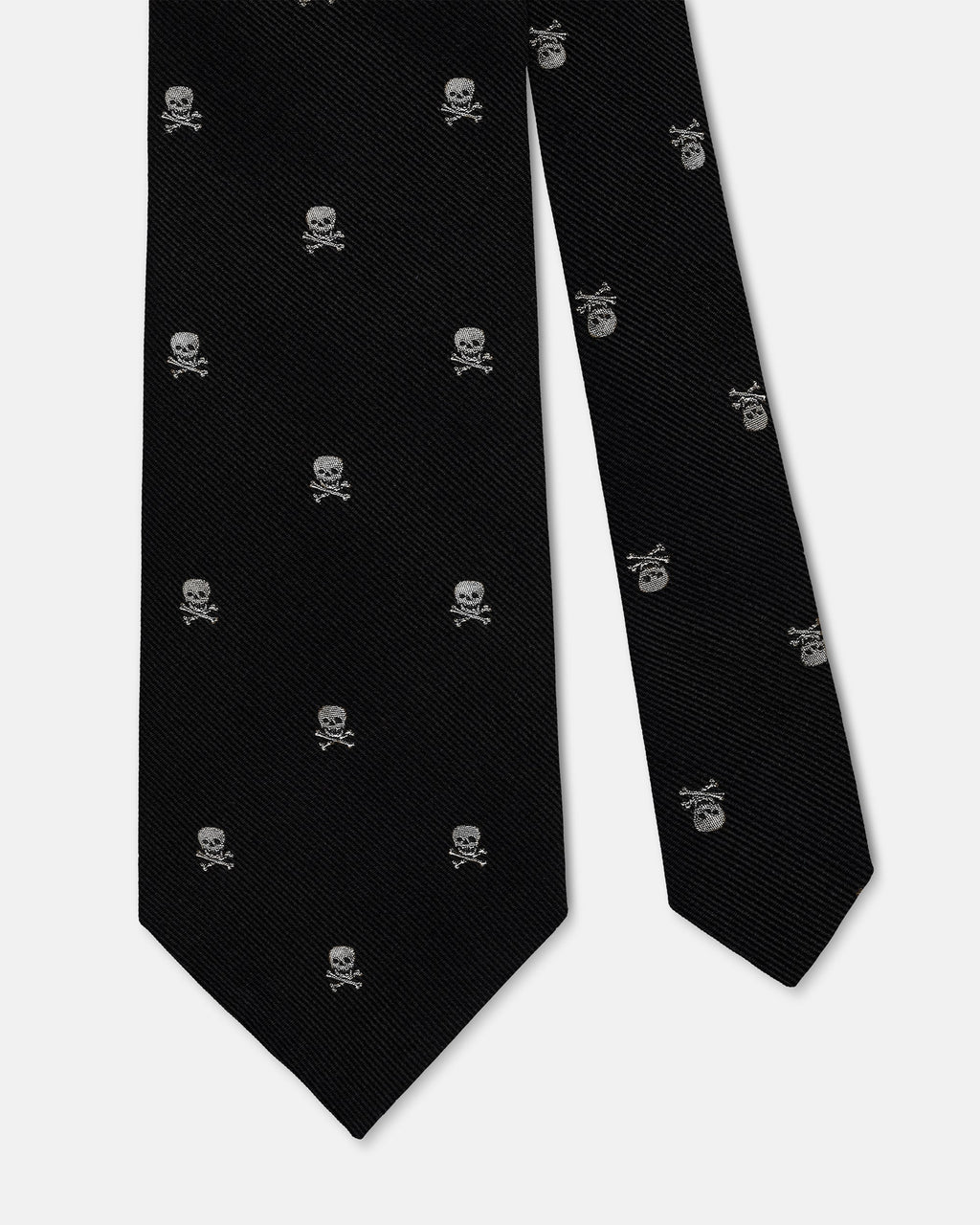 Made-in-USA Black and White Skull & Bones Club Tie