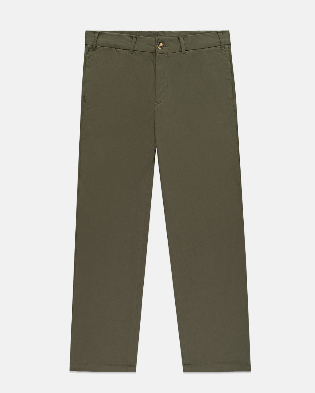 Olive Cinch-Back Cotton Chino Trouser - Trim Fit