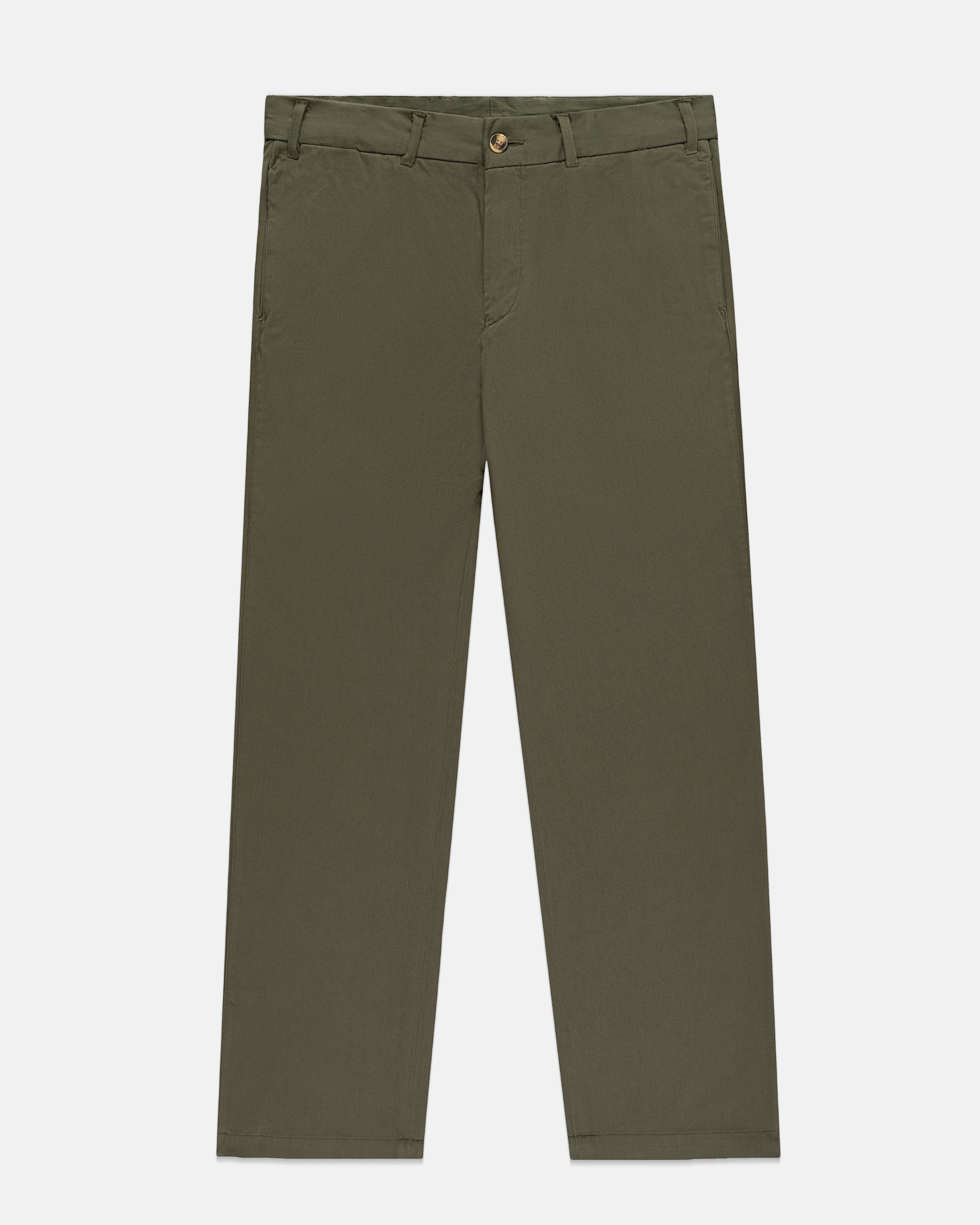Olive Cinch-Back Cotton Chino Trouser - Trim Fit