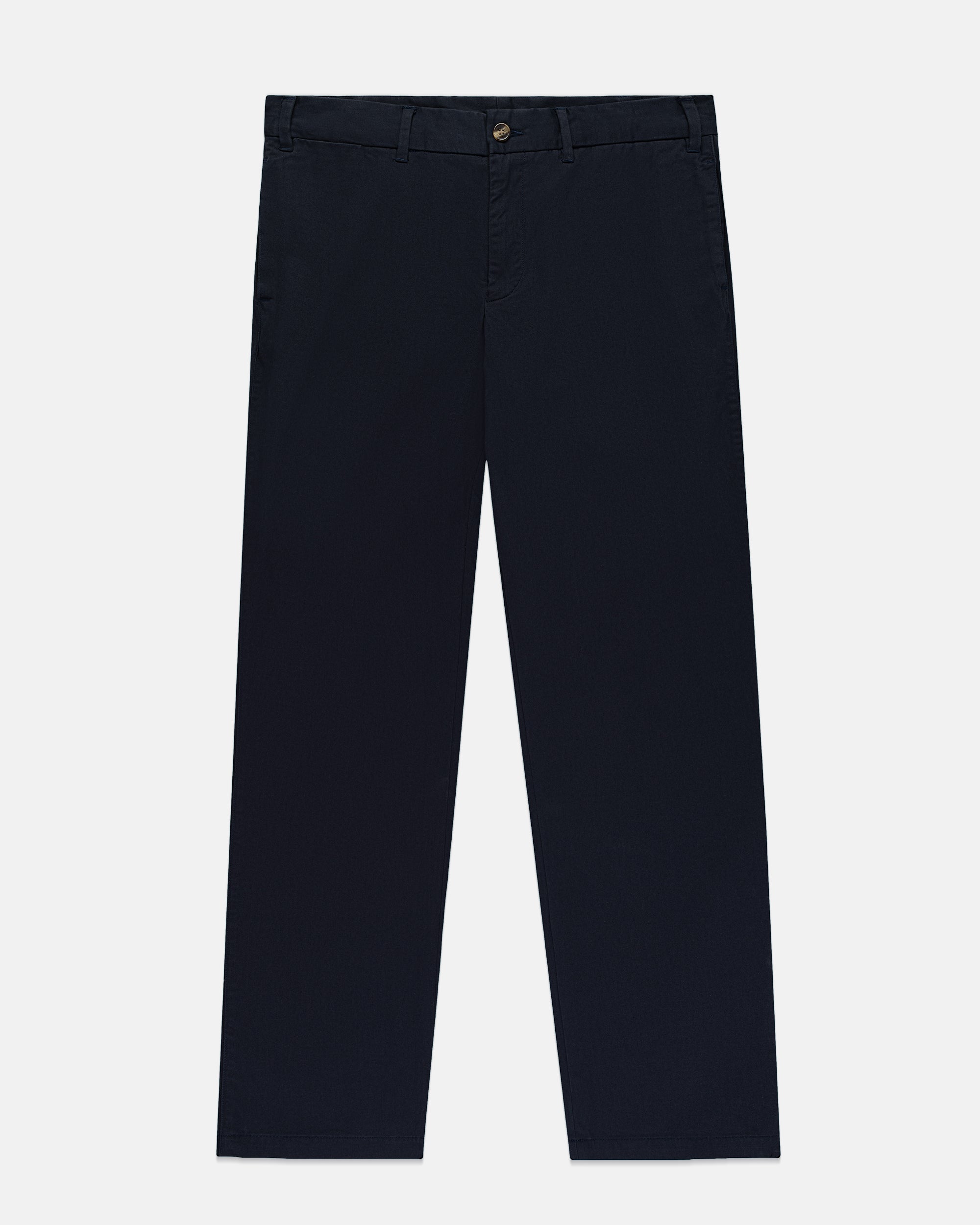 Navy Cinch-Back Cotton Chino Trouser - Trim Fit