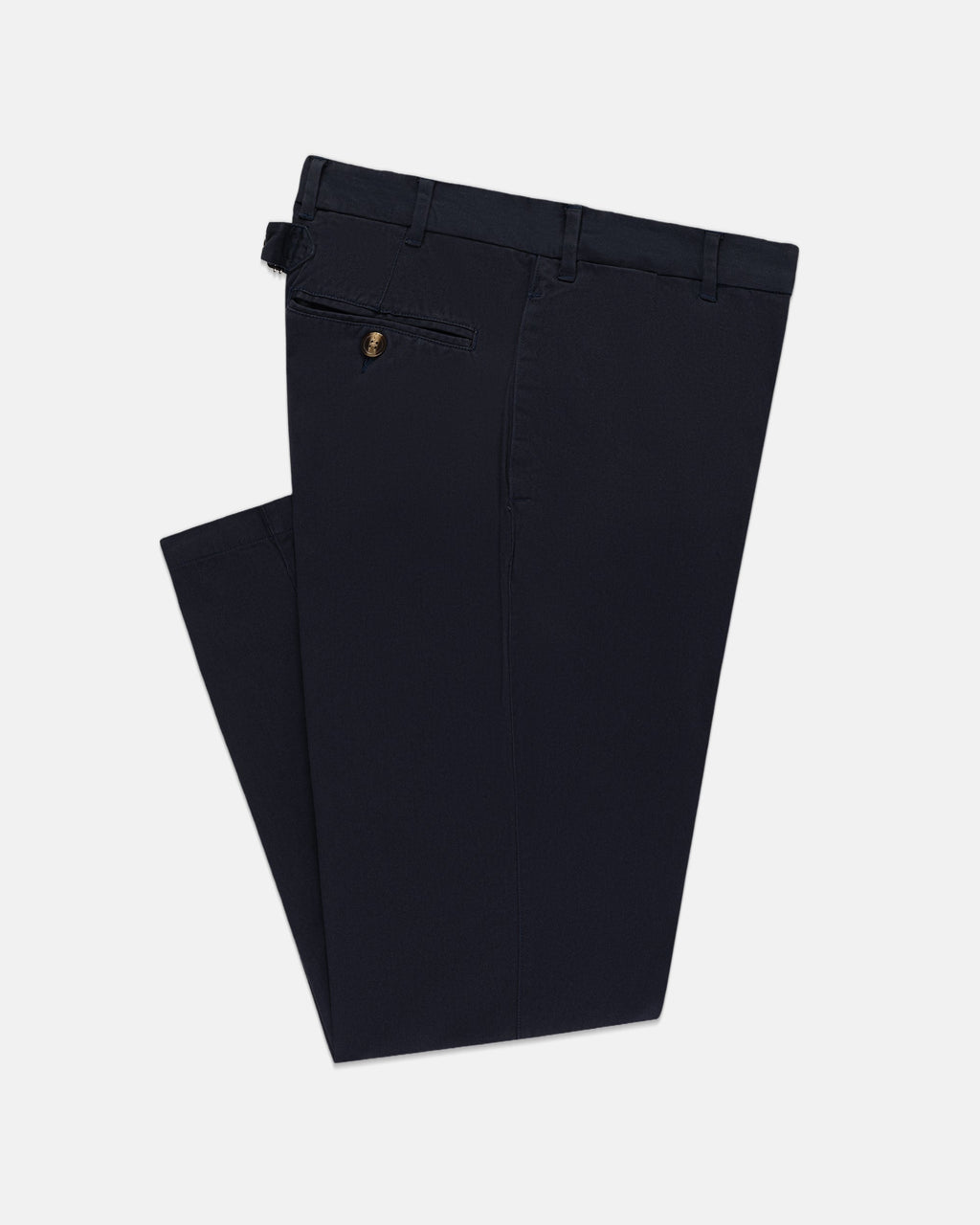 Navy Cinch-Back Cotton Chino Trouser - Trim Fit