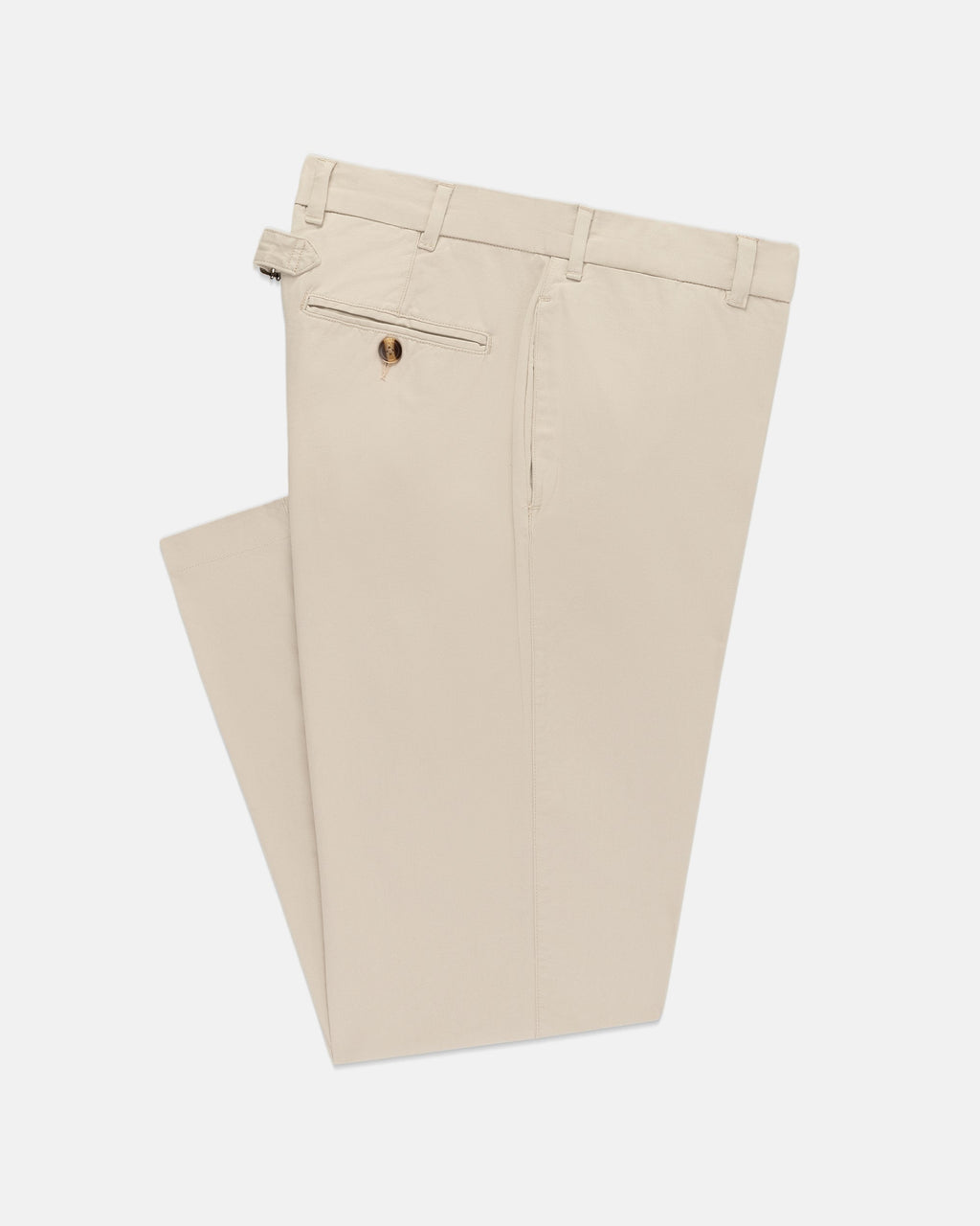 Stone Cinch-Back Cotton Chino Trouser - Trim Fit