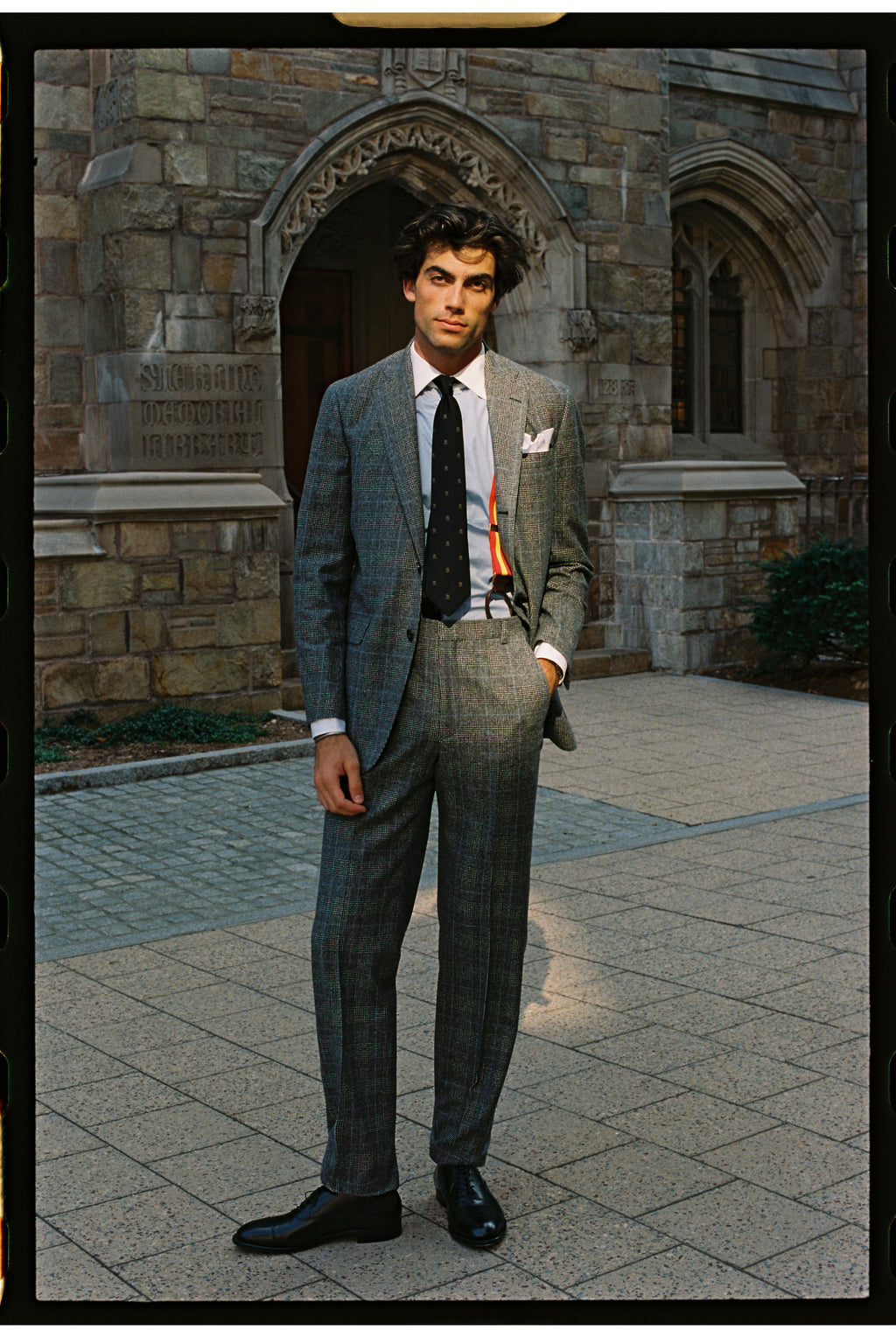 Made-in-USA Thomas Mason Blue Contrast Collar French Cuff Dress Shirt - Classic Fit