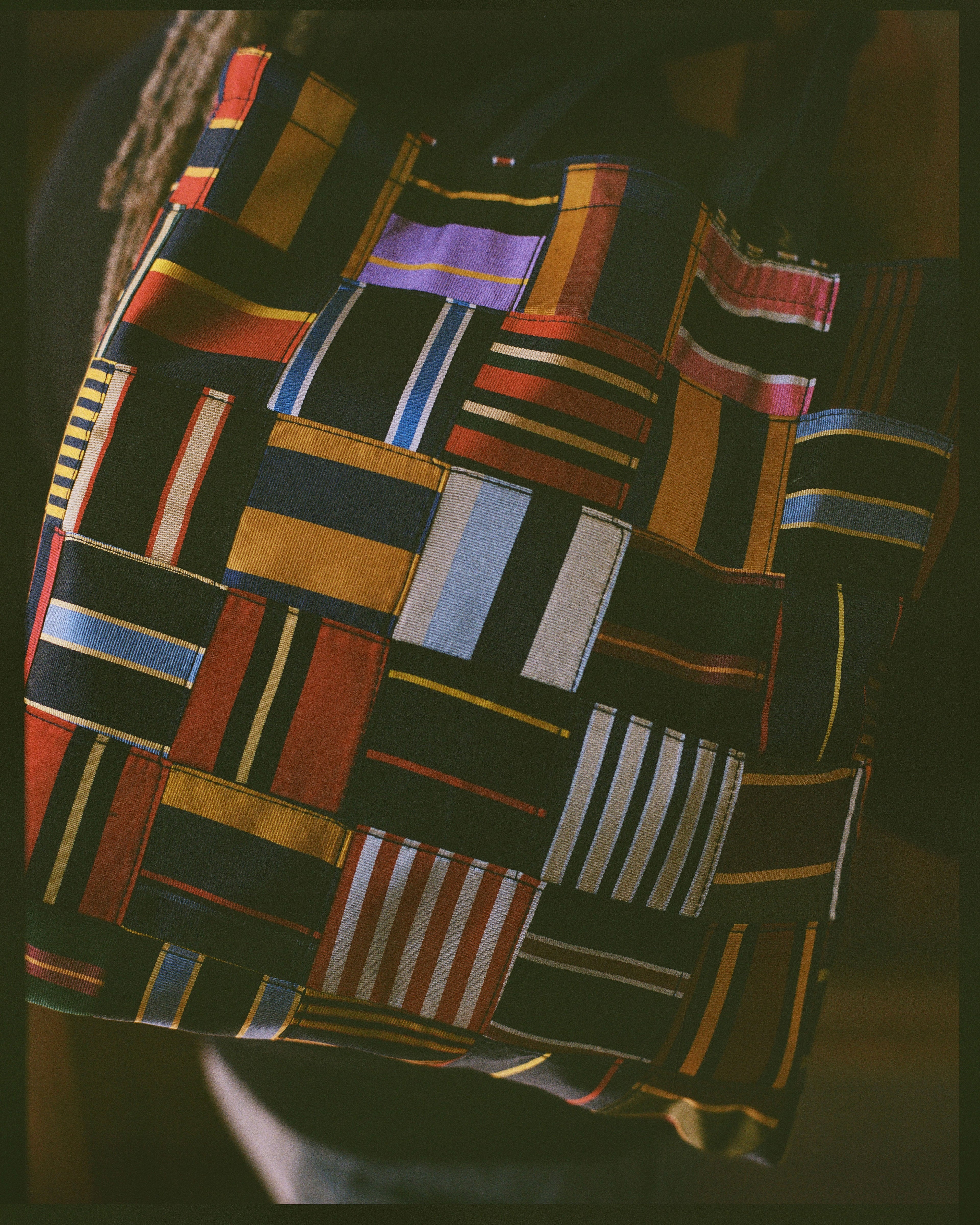 Made-in-USA Patchwork Silk Repp Tote Bag