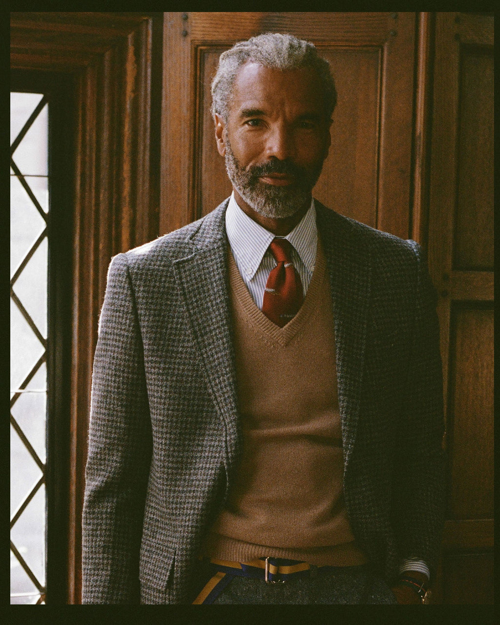 Made-in-USA Grey & Brown Houndstooth Cheviot Tweed Sport Coat - Custom Make