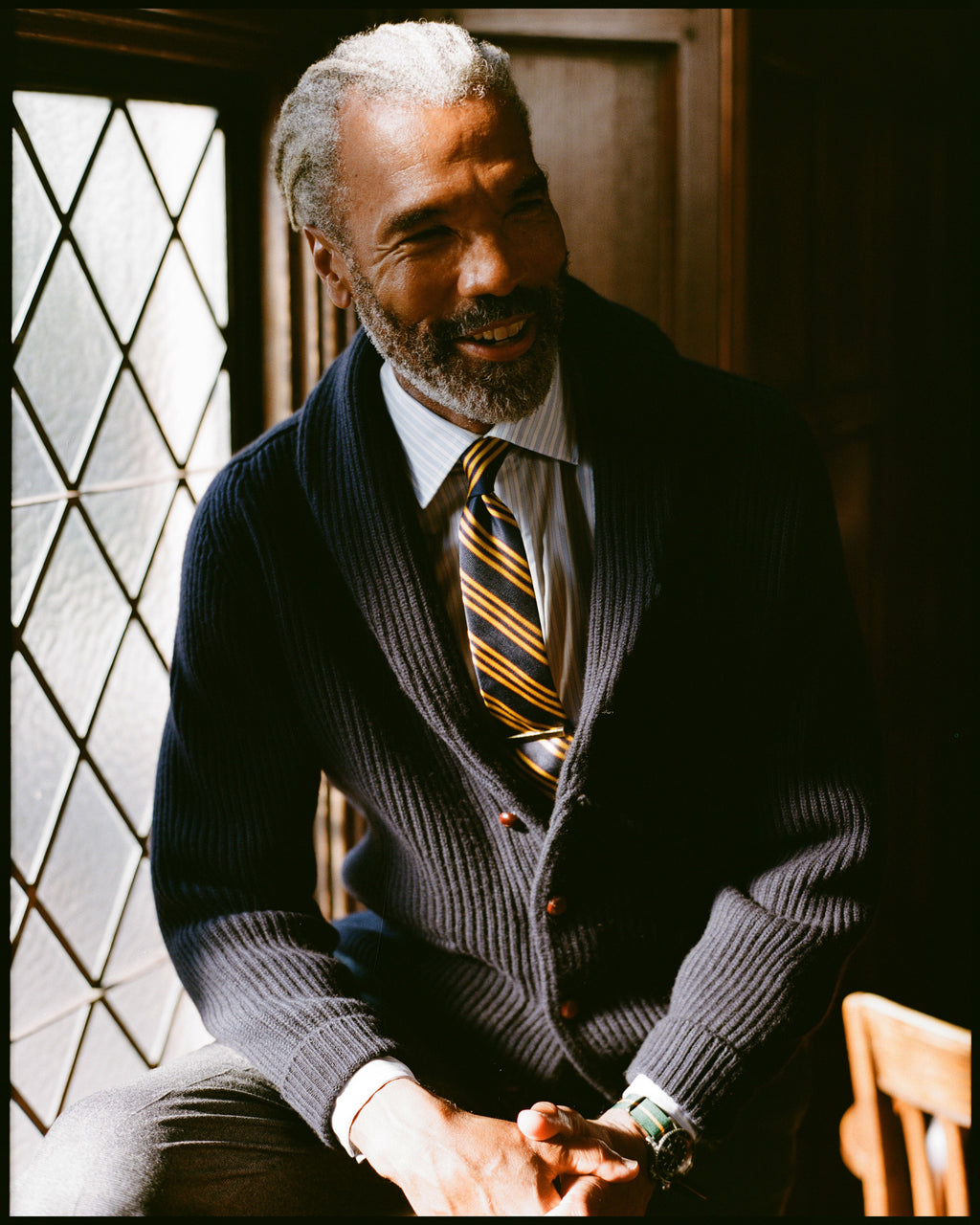 Made-in-USA Thomas Mason Blue Shadow Stripe Poplin Dress Shirt - Classic Fit