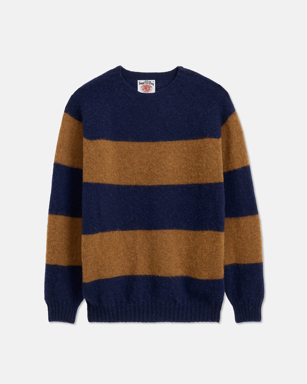 J. Press x Alex Mill Navy & Brown Stripe Shaggy Dog Sweater - Trim Fit