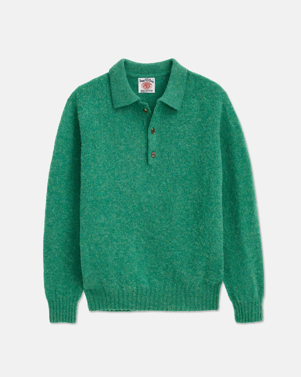 J. Press x Alex Mill Green Shaggy Dog Polo Sweater - Trim Fit