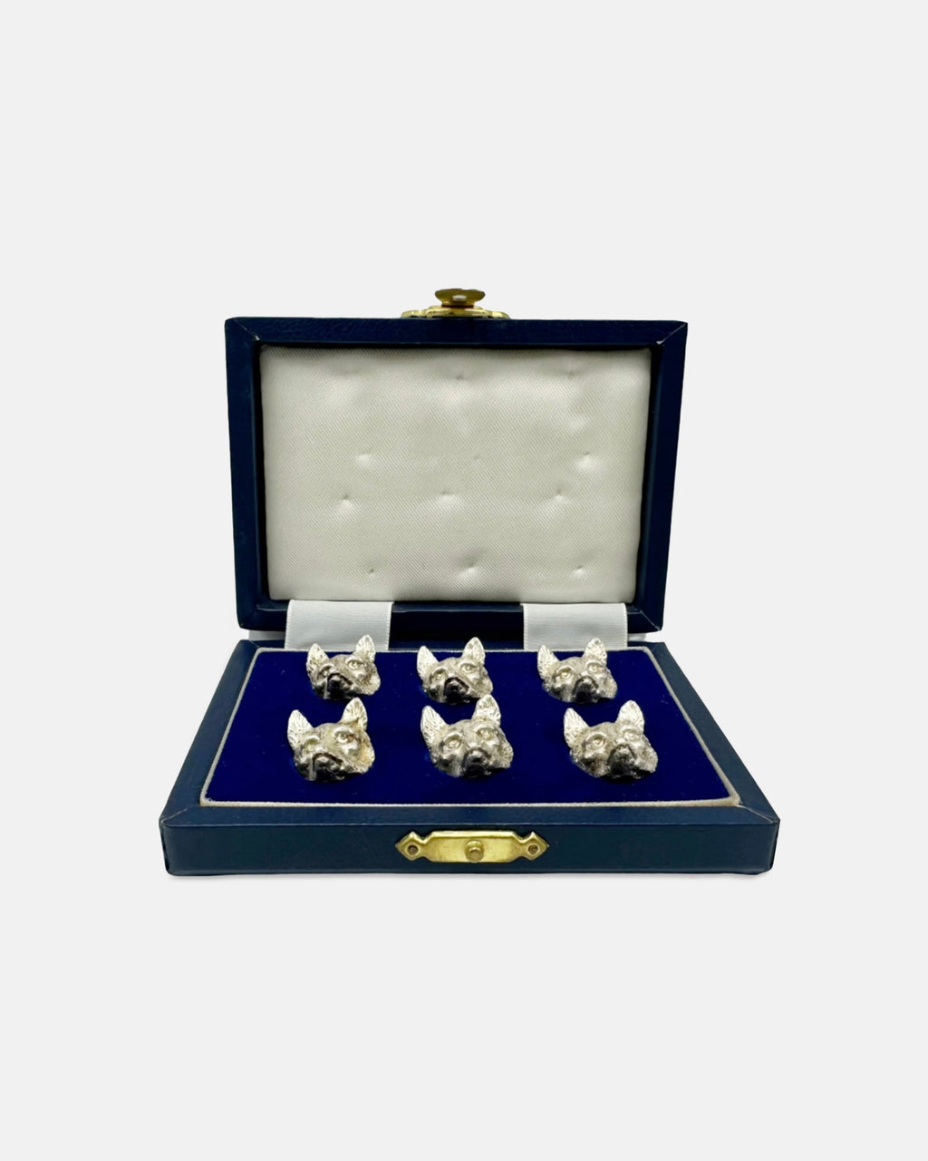 Asprey London Set 6 Fox Head Place Card Holders Sterling Silver