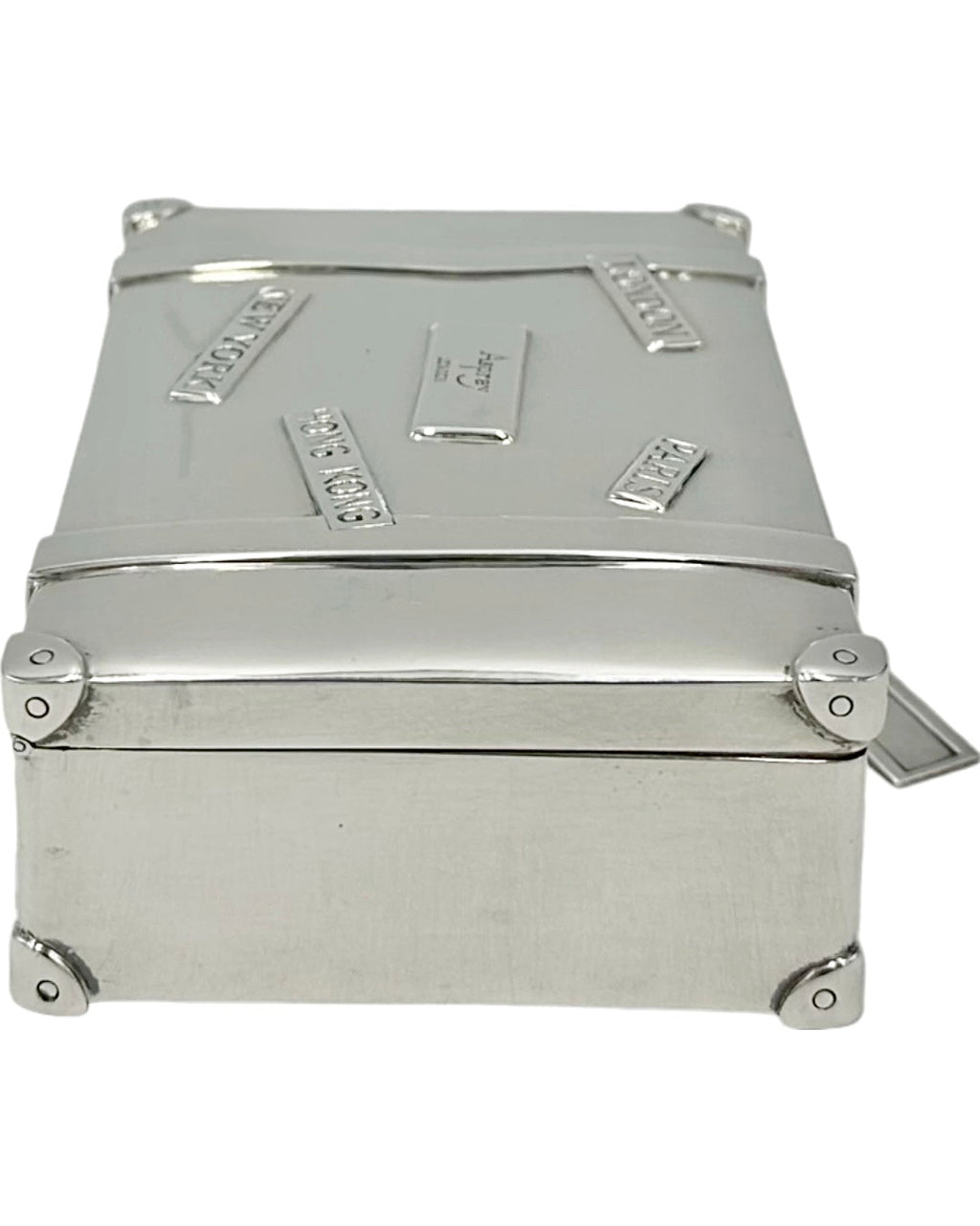 Vintage Asprey London Sterling Silver Miniature Suitcase Trinket Box