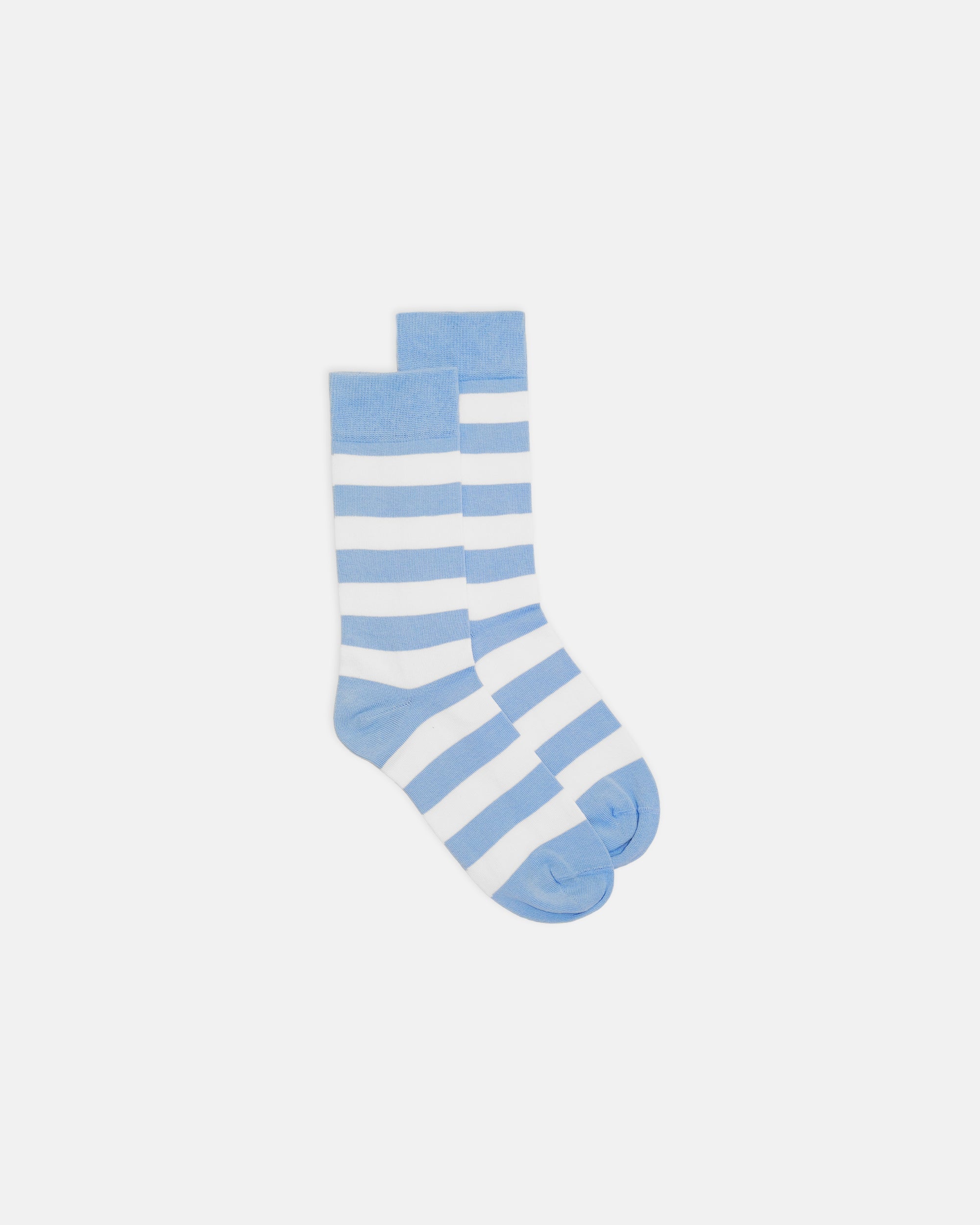Sky & White Hoop Stripe Cotton Socks