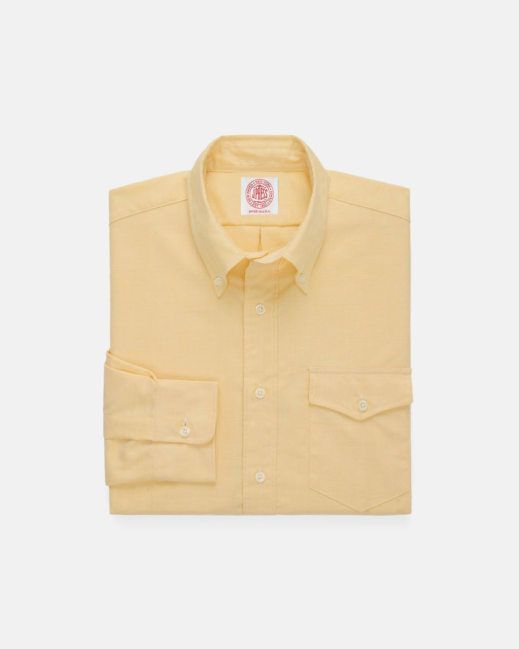 Made-in-USA Flap Pocket Vintage Yellow Oxford Cloth Button Down Shirt - Classic Fit