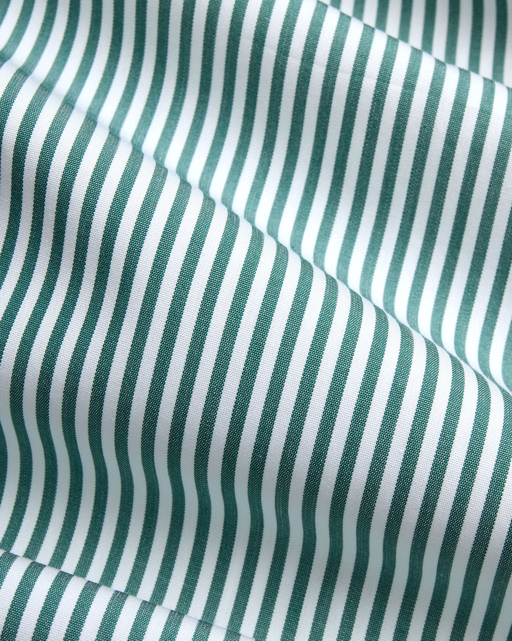 Made-in-USA Thomas Mason Green Bengal Stripe Spread Collar Dress Shirt - Classic Fit