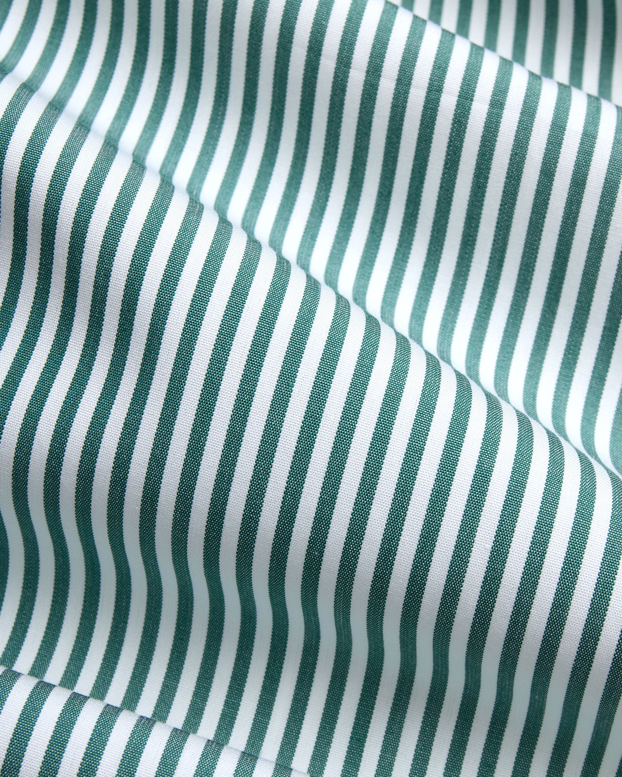 Made-in-USA Thomas Mason Green Bengal Stripe Spread Collar Dress Shirt - Classic Fit