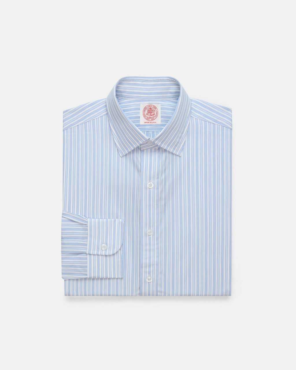 Made-in-USA Thomas Mason Blue Shadow Stripe Poplin Dress Shirt - Classic Fit