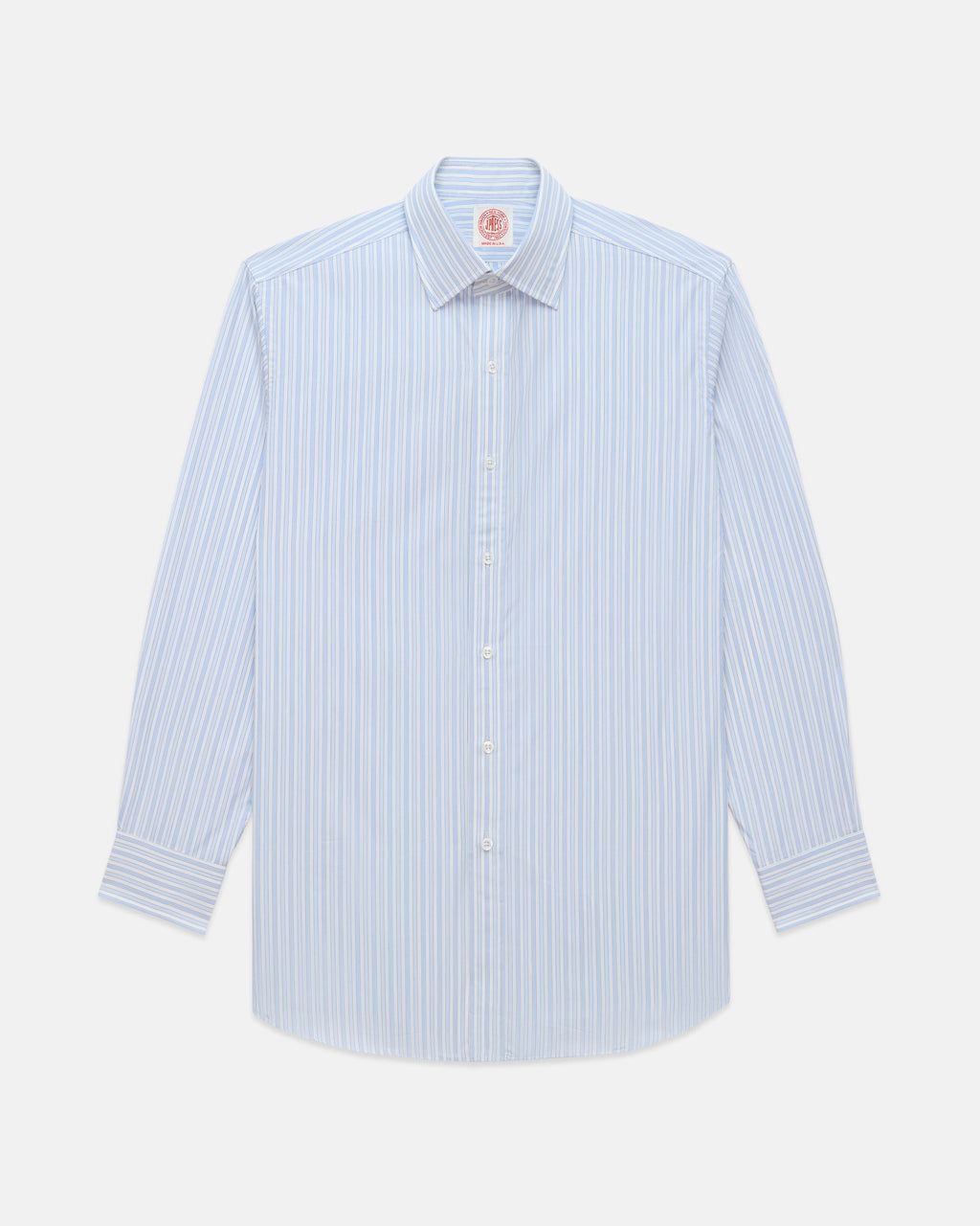 Made-in-USA Thomas Mason Blue Shadow Stripe Poplin Dress Shirt - Classic Fit
