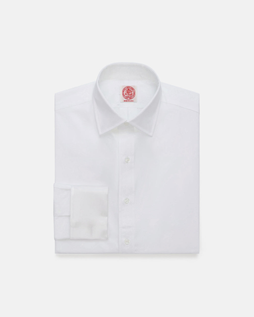 Made-in-USA Thomas Mason White Contrast Collar French Cuff Dress Shirt - Classic Fit