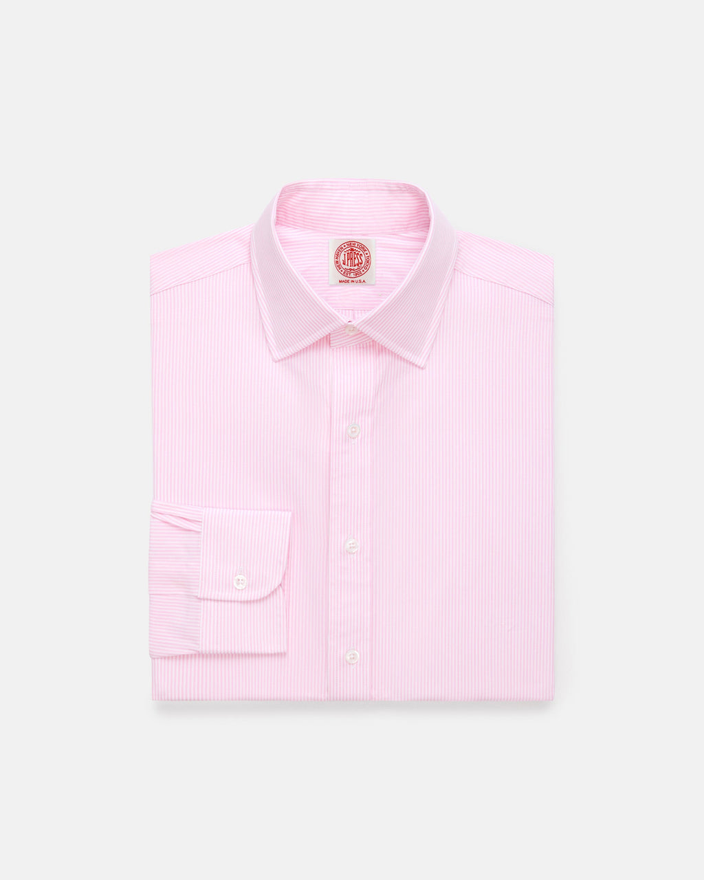 Made-in-USA Thomas Mason Pink Bengal Stripe Spread Collar Dress Shirt - Classic Fit