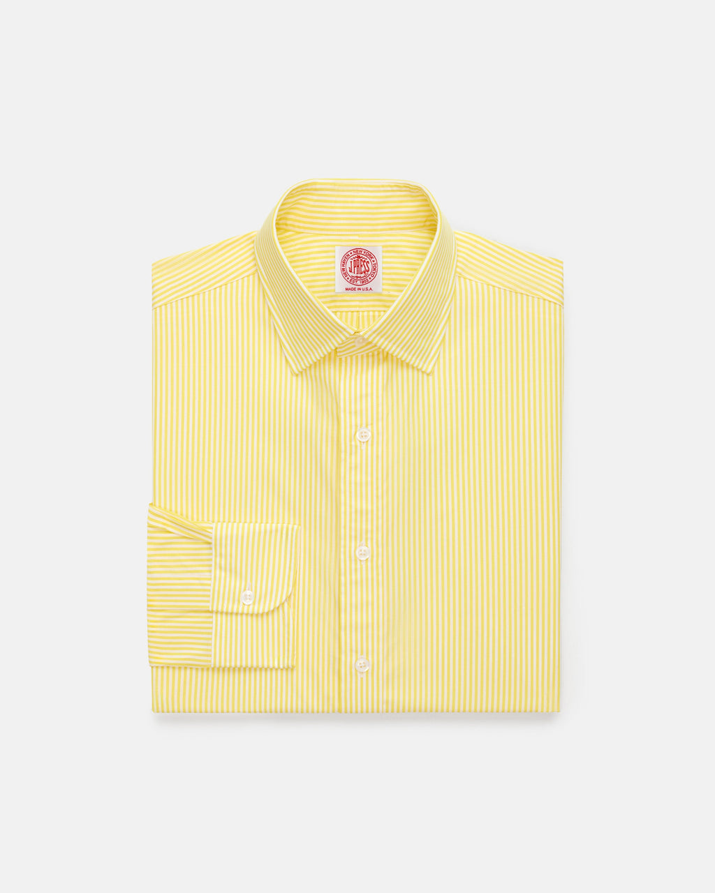 Made-in-USA Thomas Mason Yellow Bengal Stripe Spread Collar Dress Shirt - Classic Fit