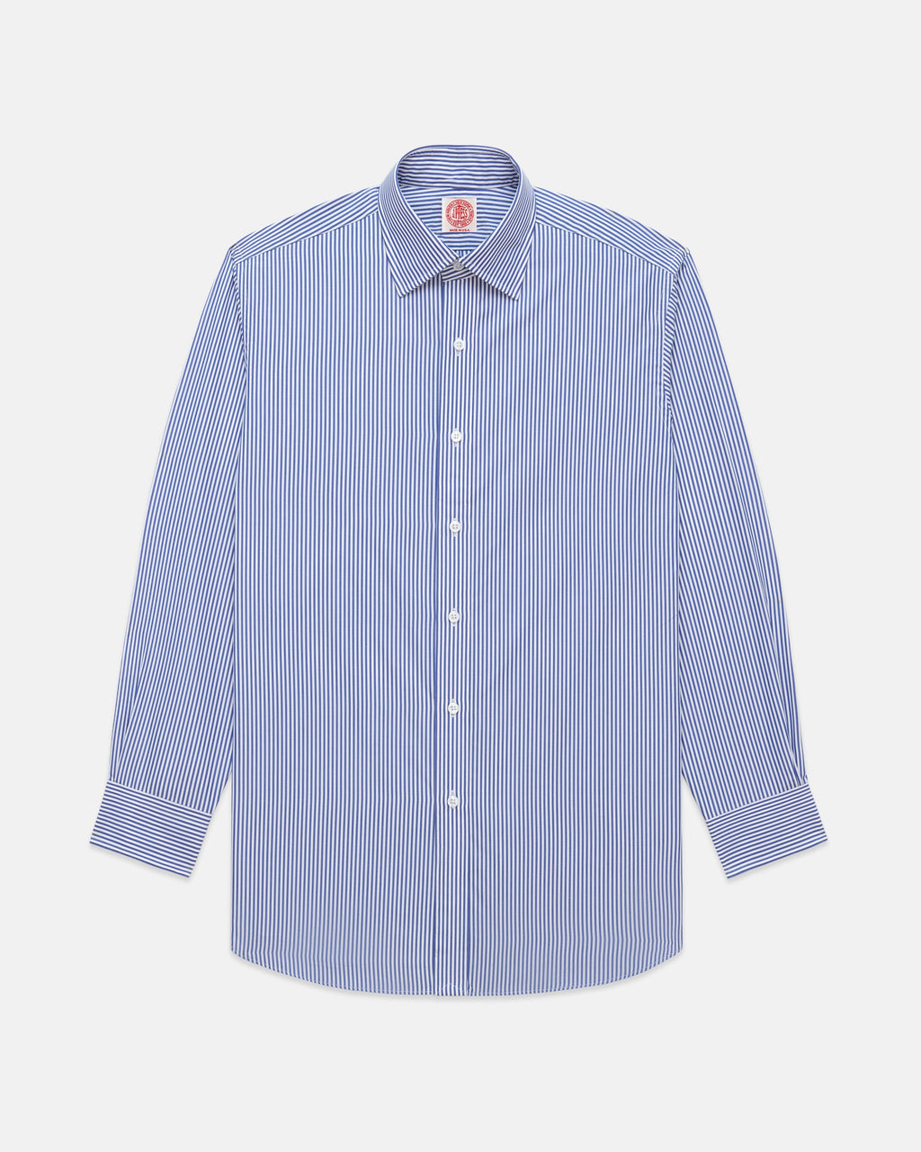 Made-in-USA Thomas Mason Navy Bengal Stripe Spread Collar Dress Shirt - Classic Fit