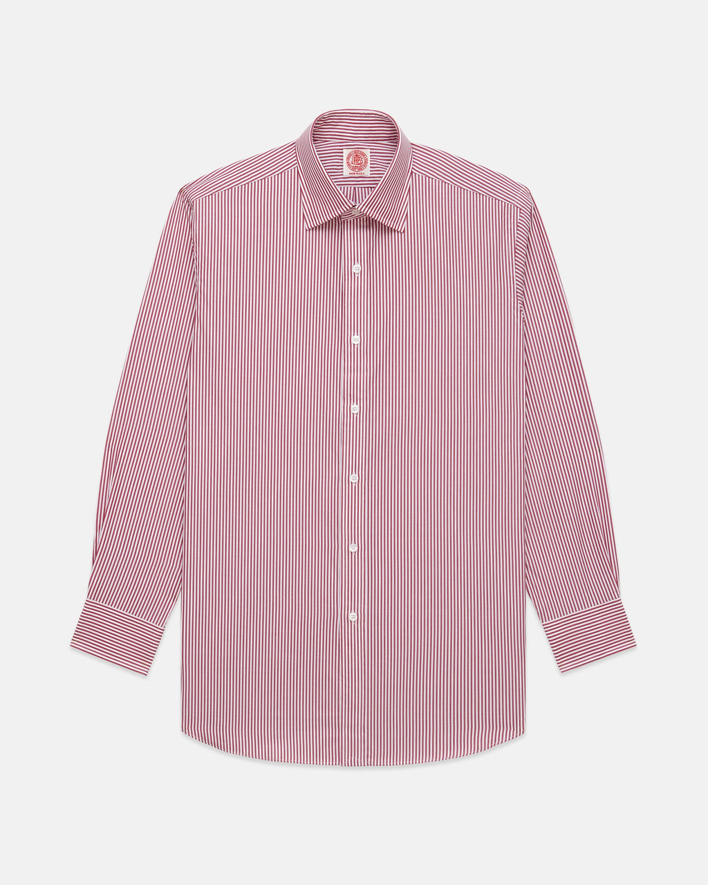 Made-in-USA Thomas Mason Red Bengal Stripe Spread Collar Dress Shirt - Classic Fit