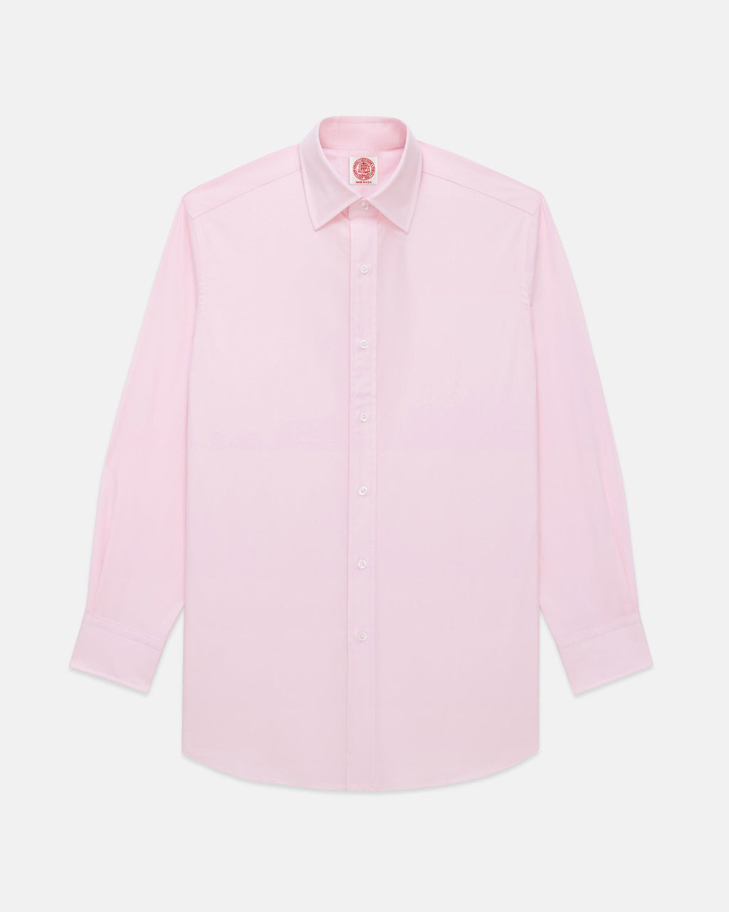Made-in-USA Thomas Mason Solid Pink Spread Collar Dress Shirt - Classic Fit