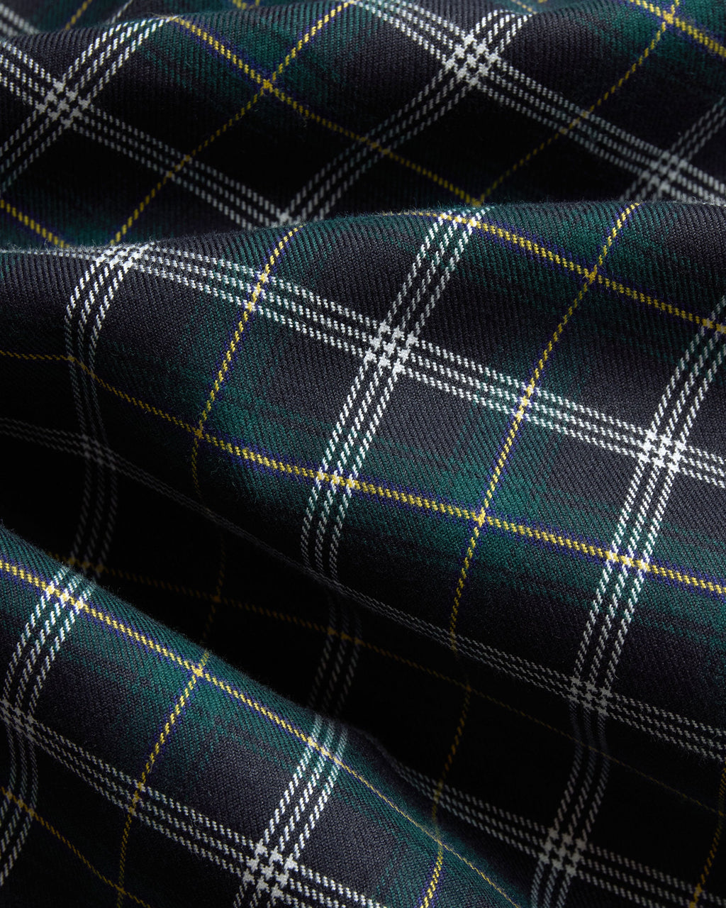 Made-in-USA Navy Ground with Yellow Window Tartan Flannel Sport Shirt - Classic Fit