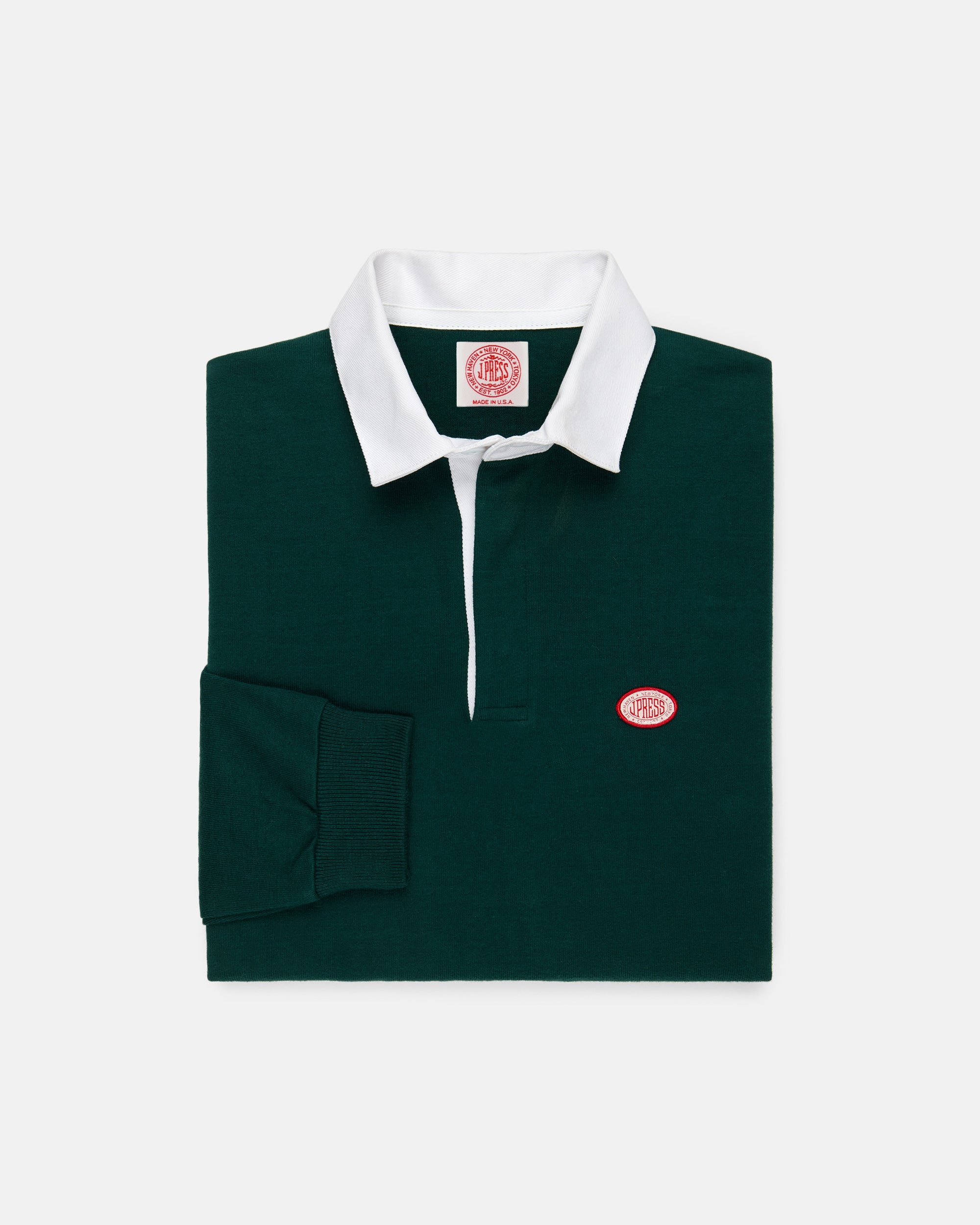 Made-in-USA Solid Hunter Green J. Press Seal Rugby Shirt