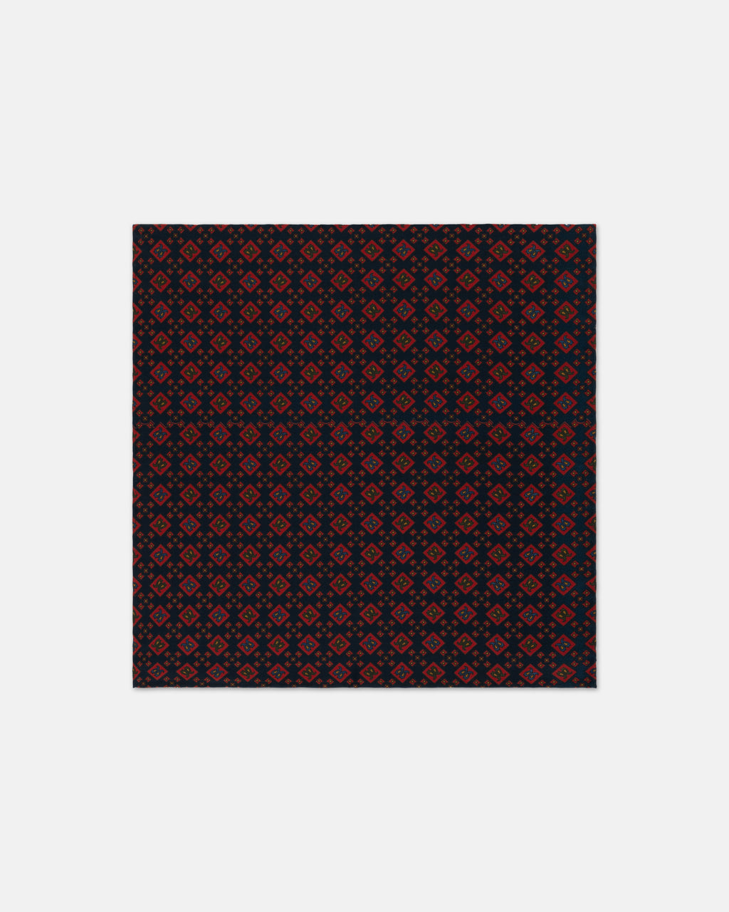 Made-in-England Navy Printed Diamonds Silk Pocket Square