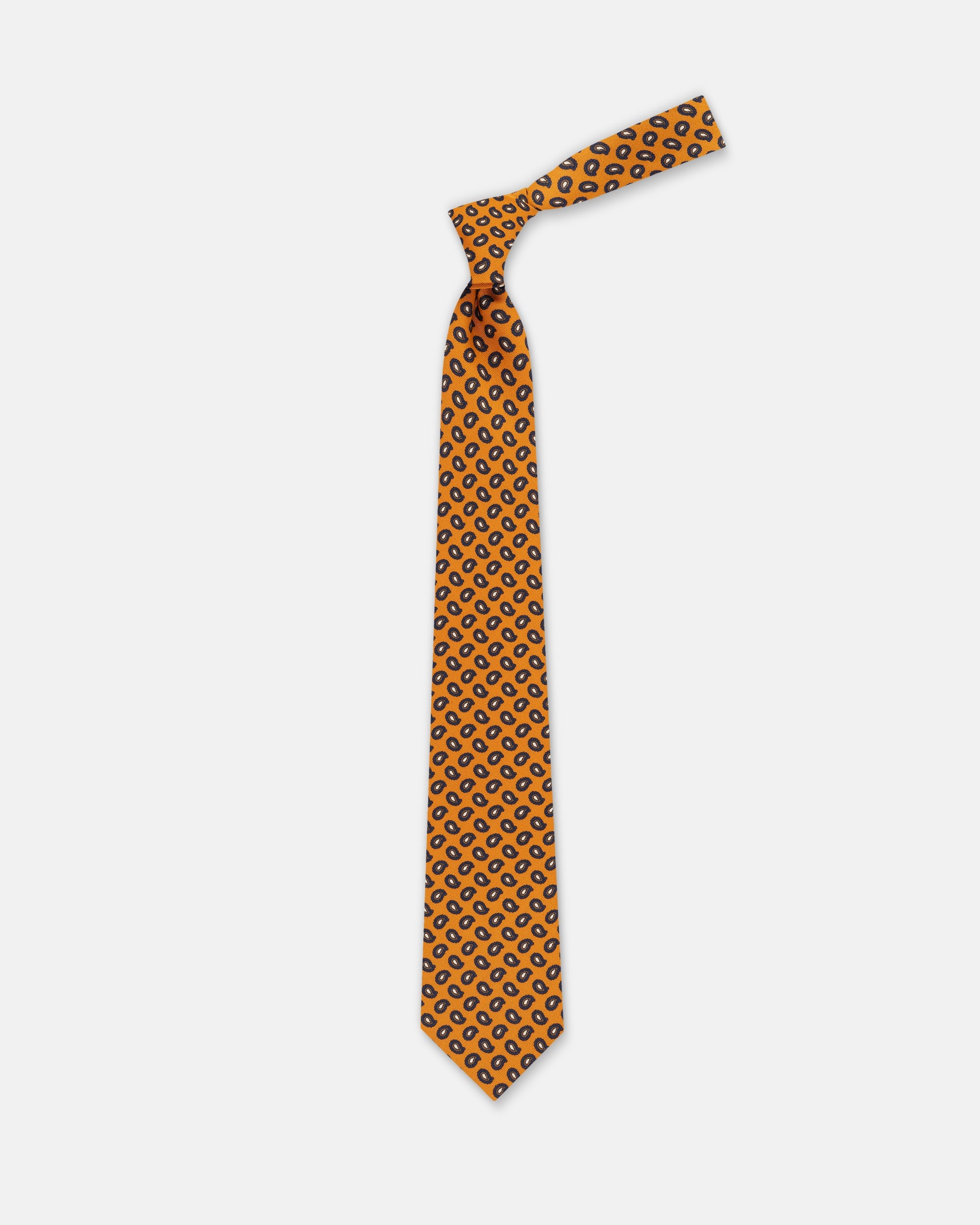 Made-in-England Orange Printed PIne Irish Poplin Tie