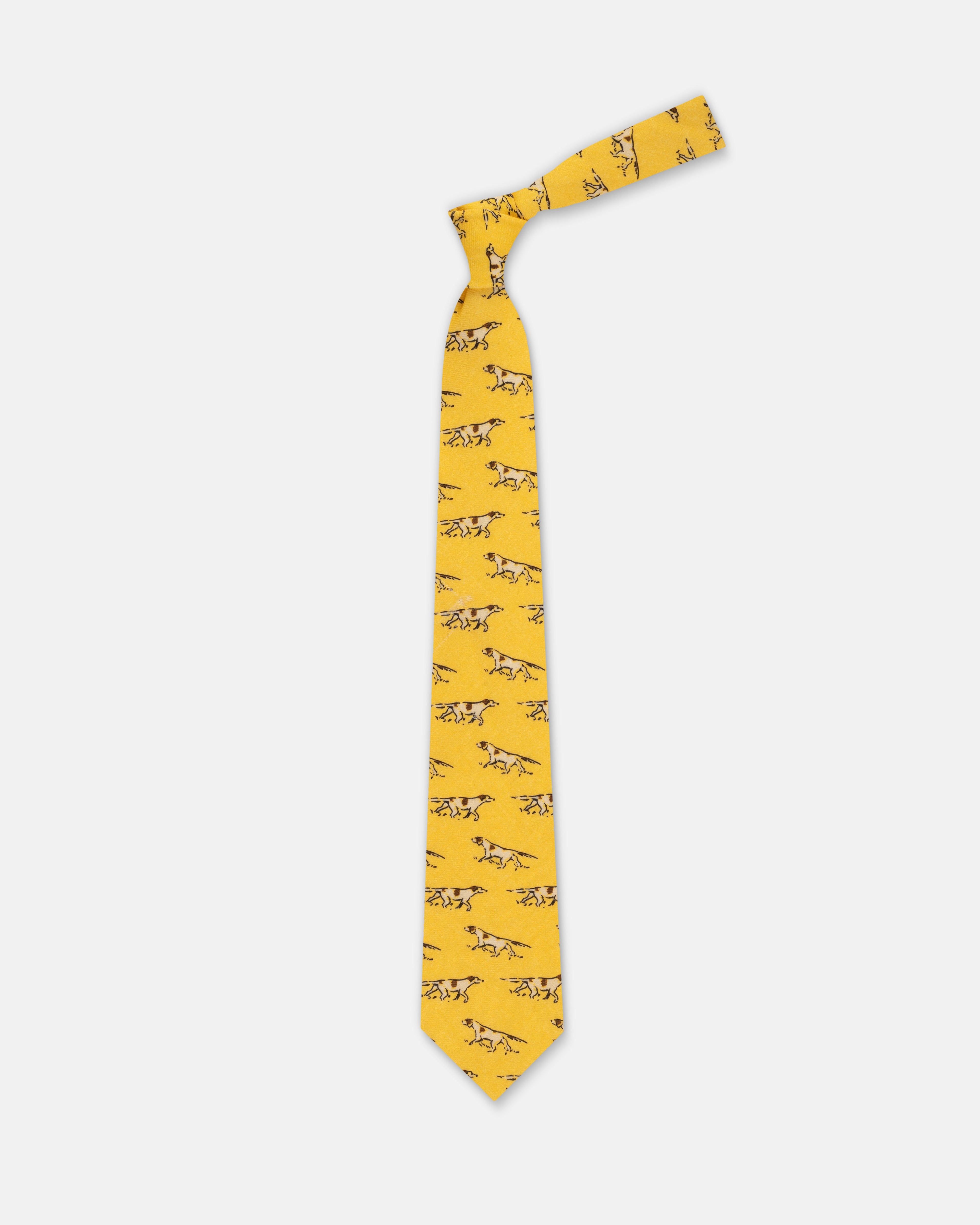 Made-in-USA Yellow Printed Dogs Tie
