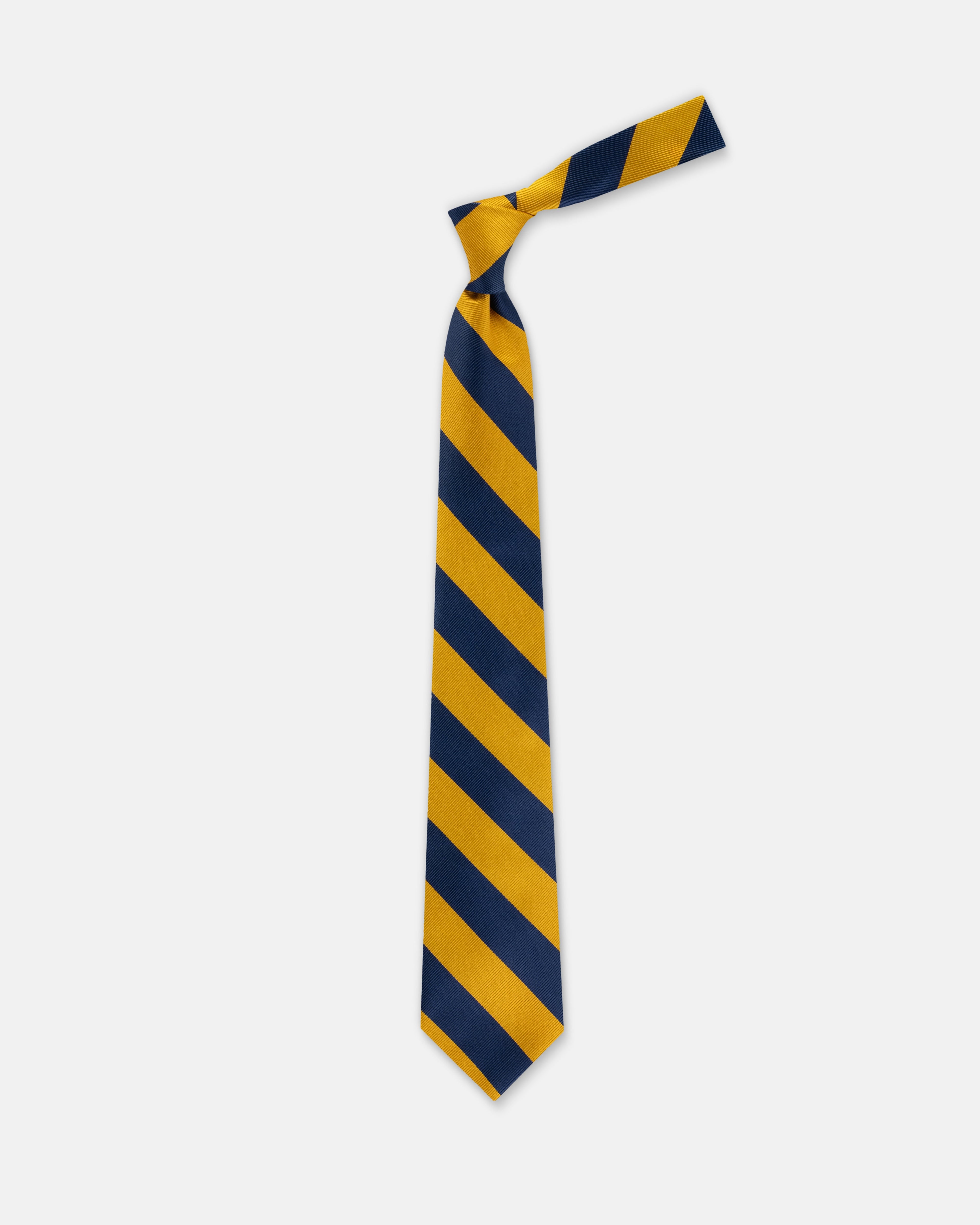Made-in-USA Navy & Yellow Guard Stripe Silk Repp Tie