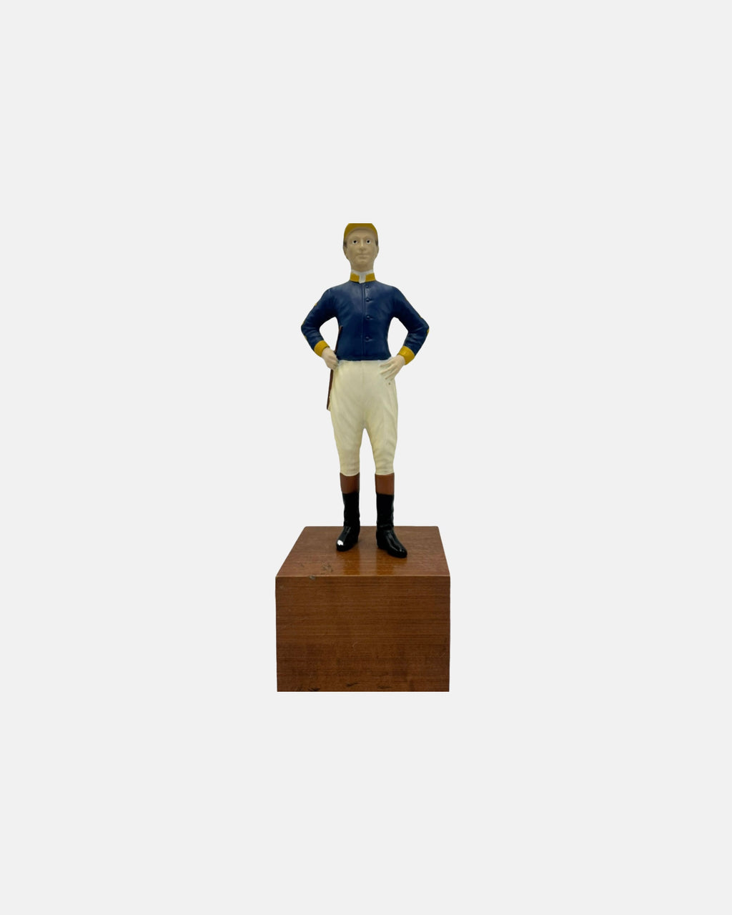 Vintage Equestrian Jockey Bookend Blue Yellow