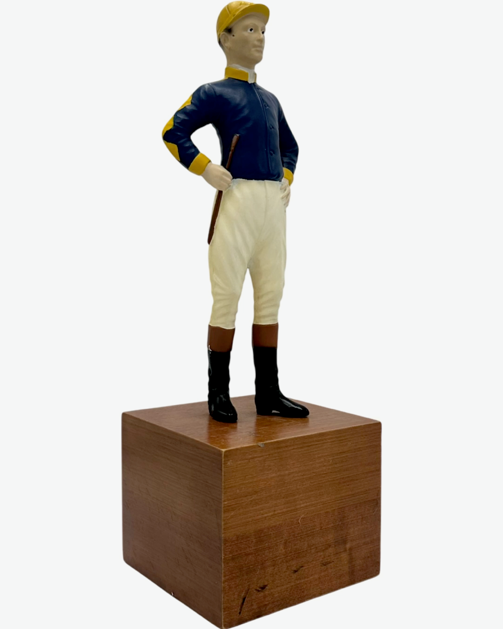 Vintage Equestrian Jockey Bookend Blue Yellow