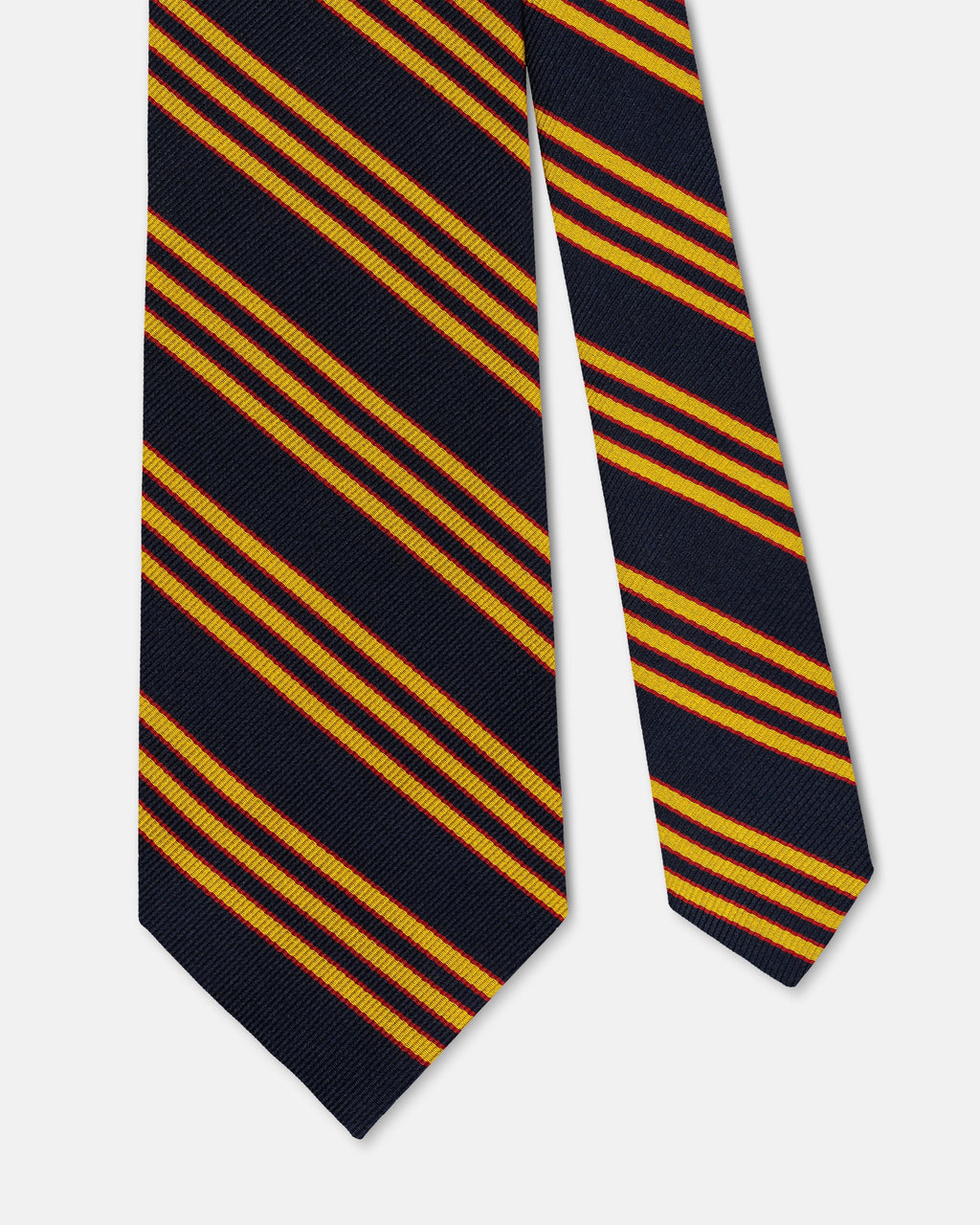 Made-in-USA Navy, Yellow, & Red Shadow Stripe Repp Tie