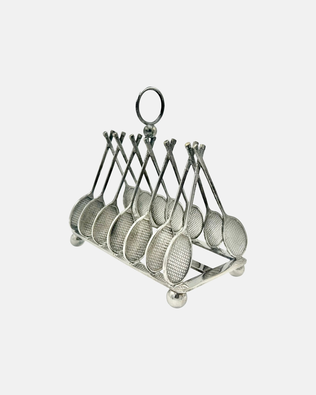 Novelty Tennis Racket Toast Rack Victorian Silverplate