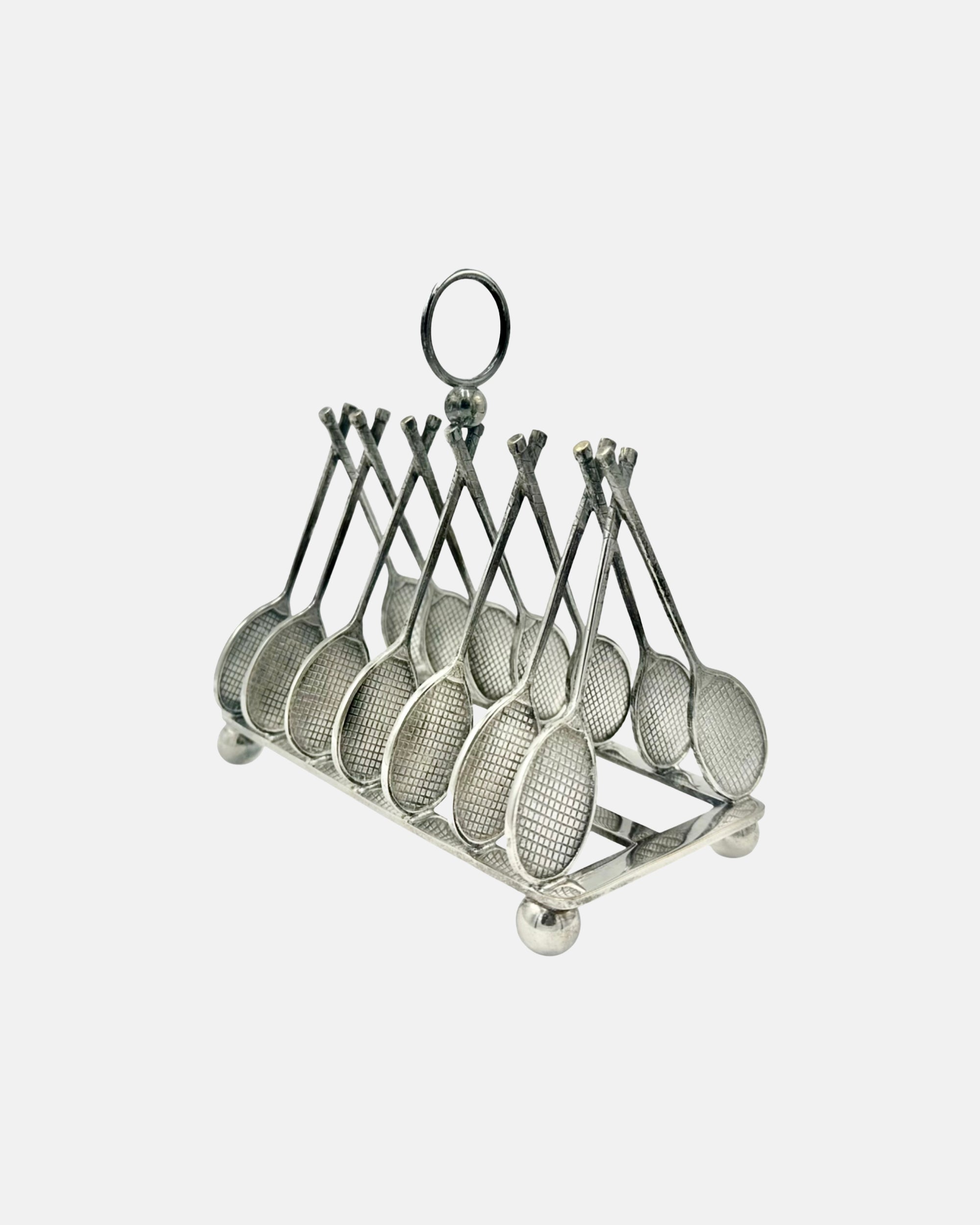 Novelty Tennis Racket Toast Rack Victorian Silverplate