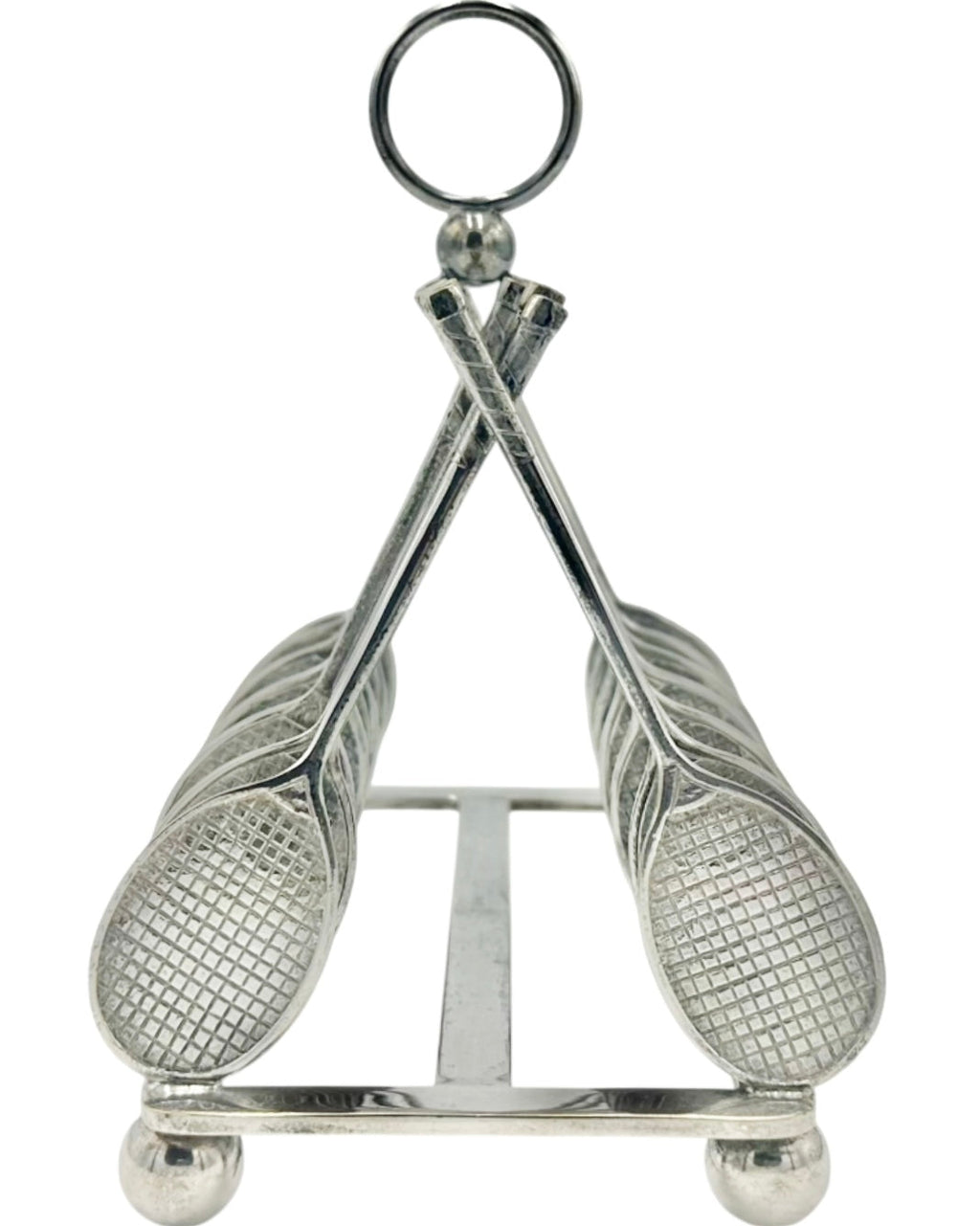 Novelty Tennis Racket Toast Rack Victorian Silverplate