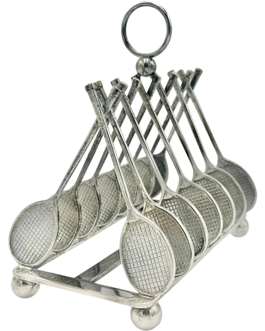 Novelty Tennis Racket Toast Rack Victorian Silverplate