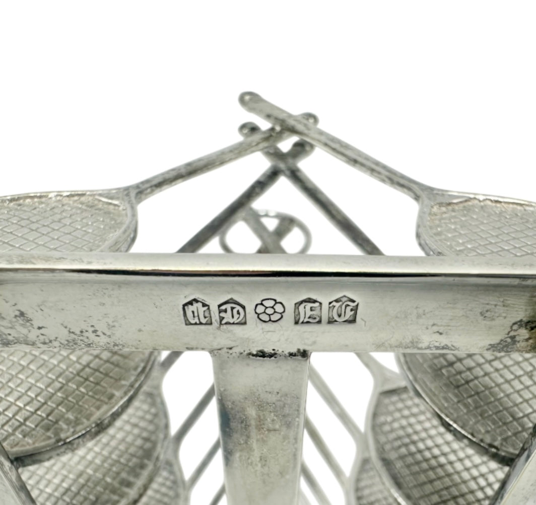 Novelty Tennis Racket Toast Rack Victorian Silverplate